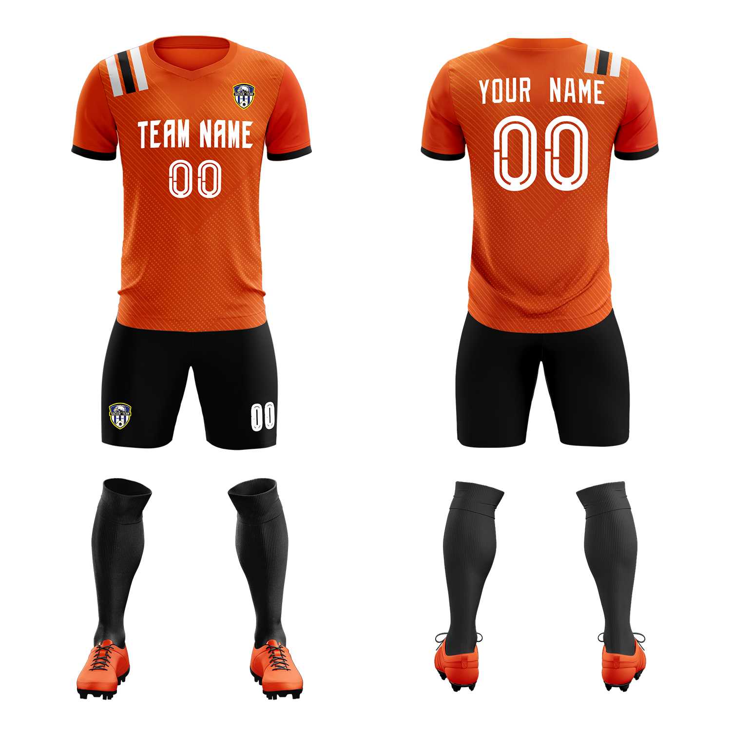Custom Orange Striped Sportswear Soccer Tops/Sets Jersey For Adults