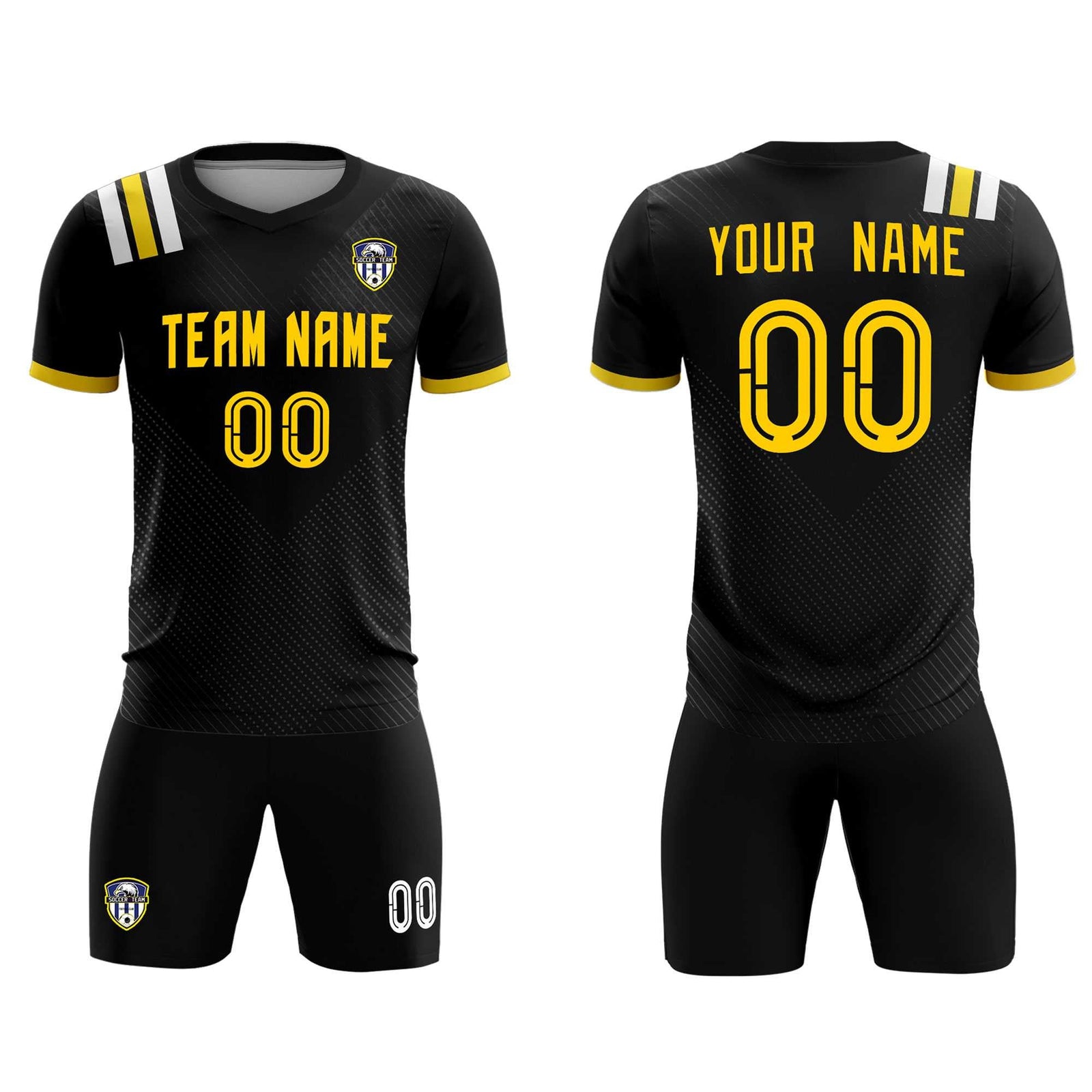 Custom Black Striped Sportswear Soccer Tops/Sets Jersey For Adults