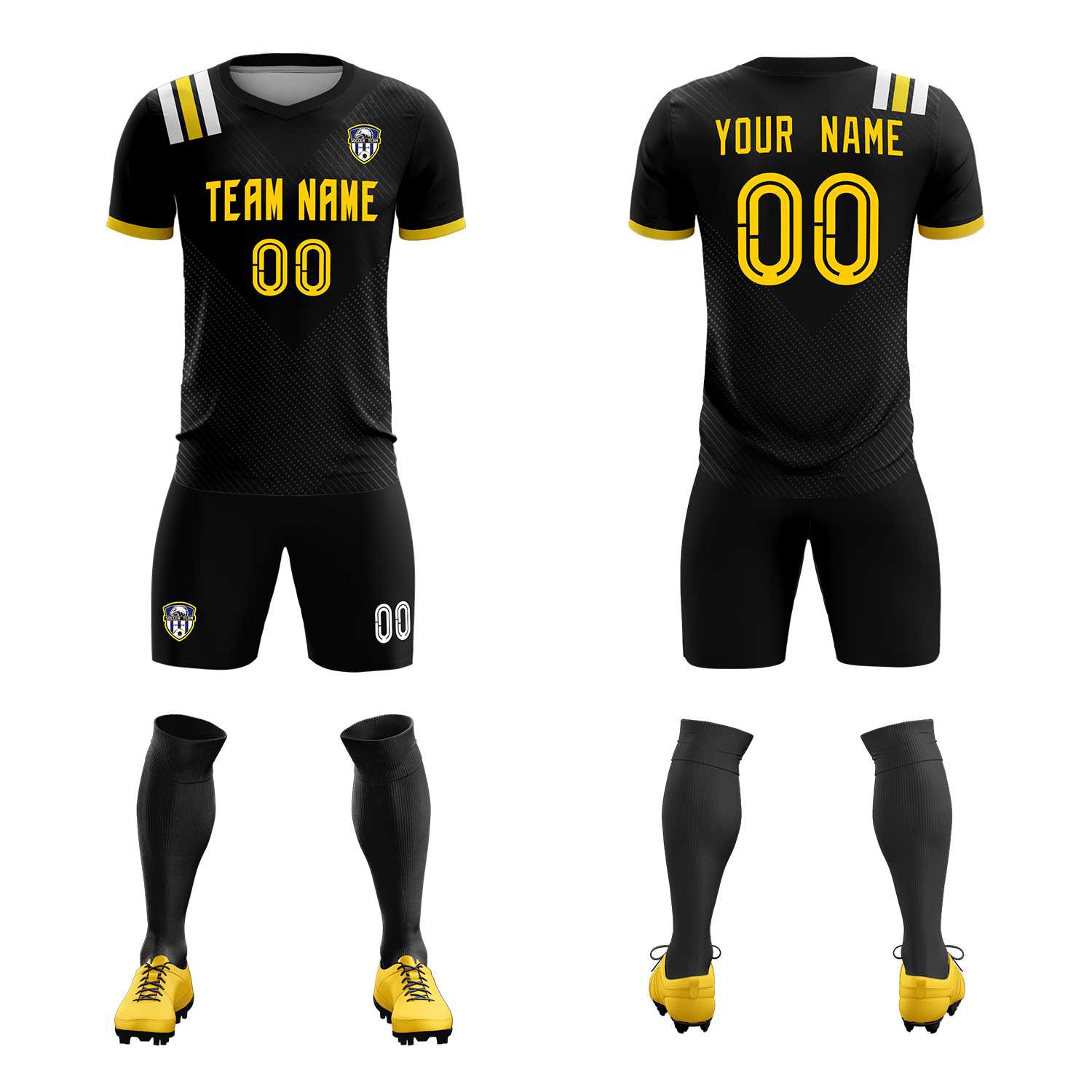 Custom Black Striped Sportswear Soccer Tops/Sets Jersey For Adults