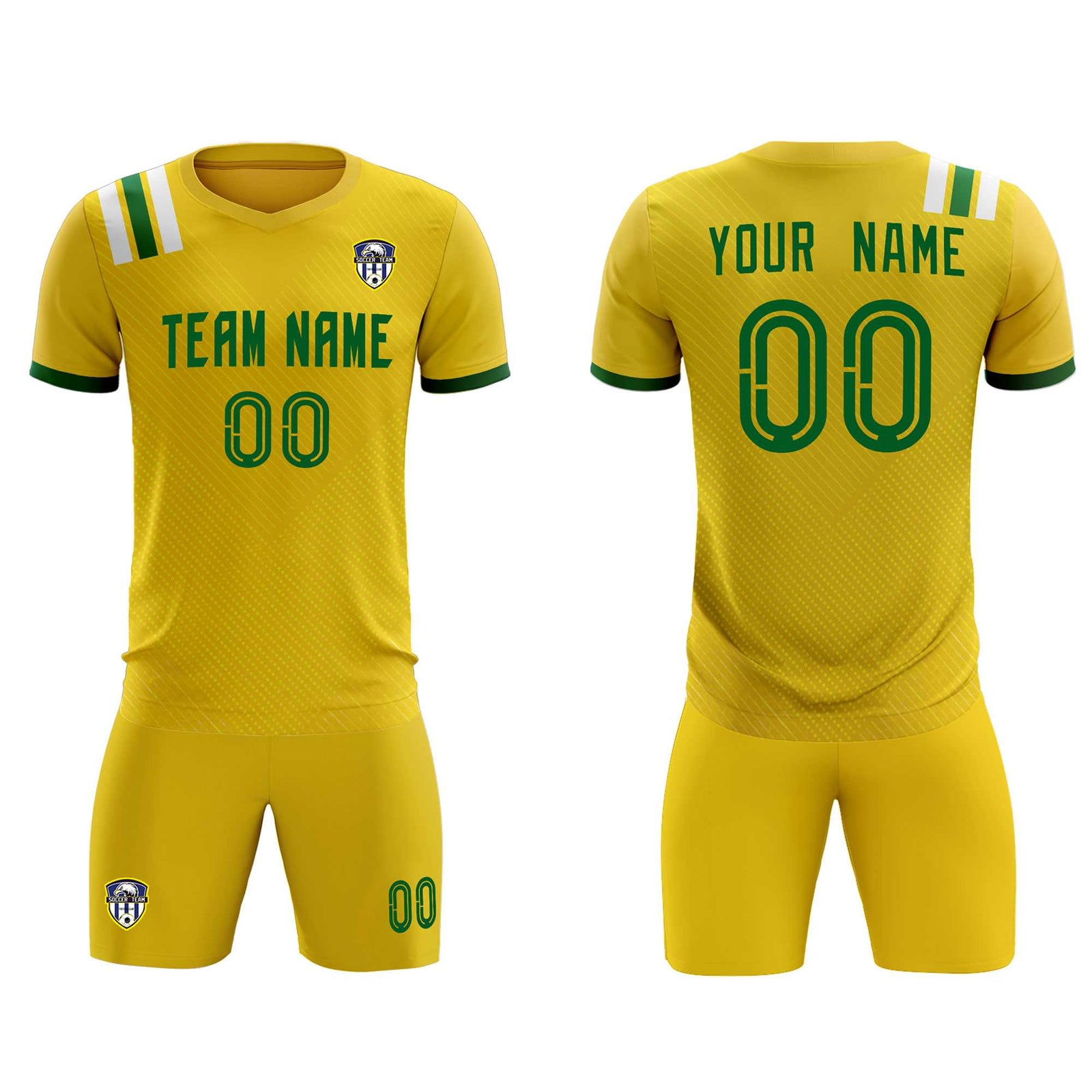Custom Gold Striped Sportswear Soccer Tops/Sets Jersey For Adults