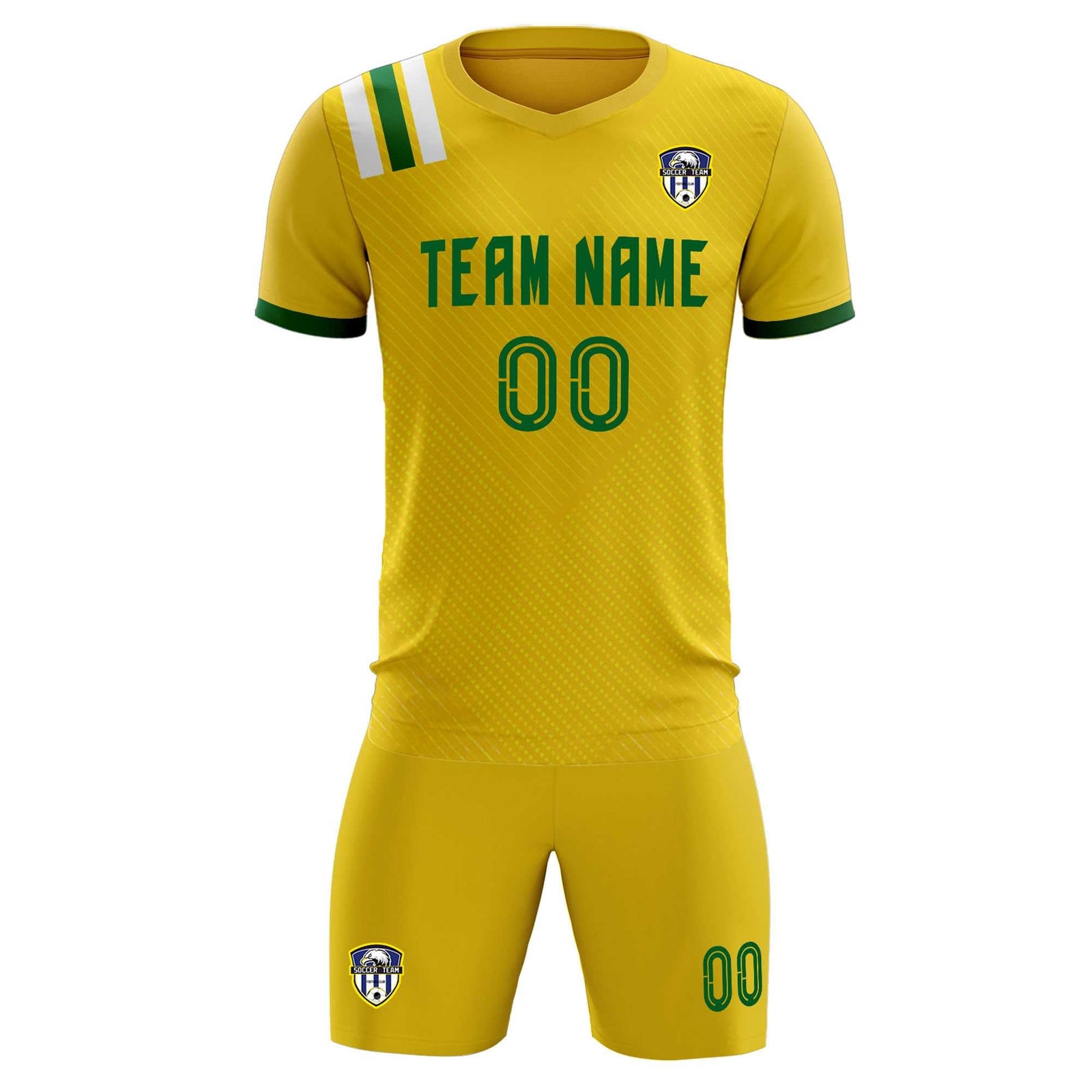 Custom Gold Striped Sportswear Soccer Tops/Sets Jersey For Adults
