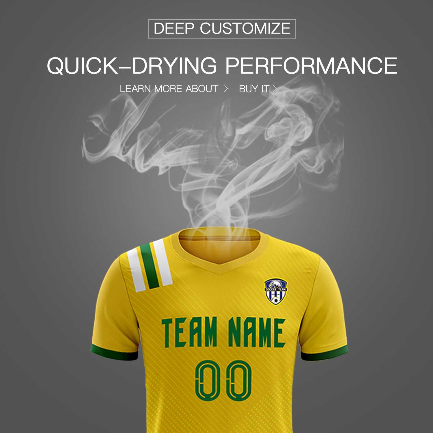 Custom Gold Striped Sportswear Soccer Tops/Sets Jersey For Adults