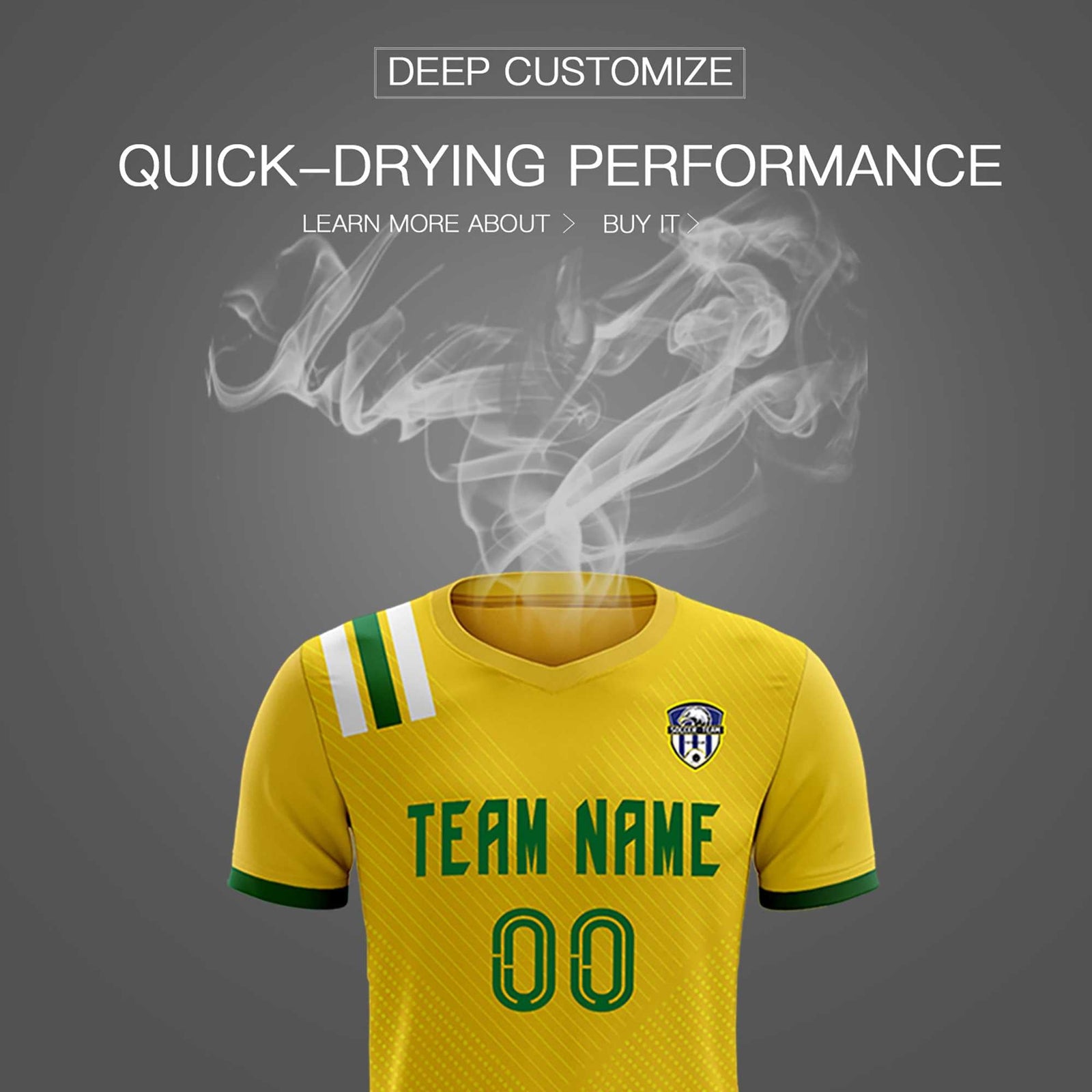 Custom Gold Striped Sportswear Soccer Tops/Sets Jersey For Adults
