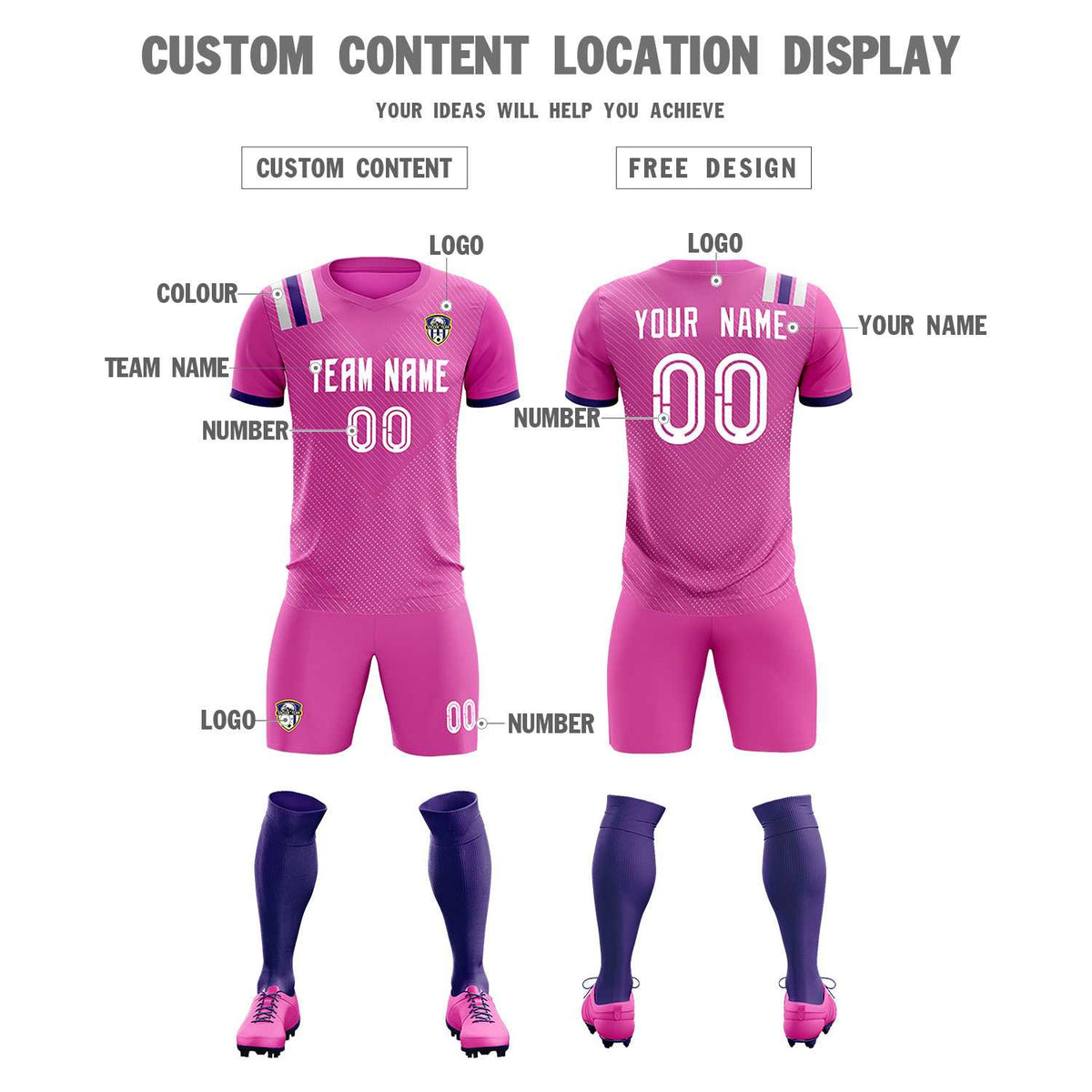 Custom Light Red Striped Sportswear Soccer Tops/Sets Jersey For Adults