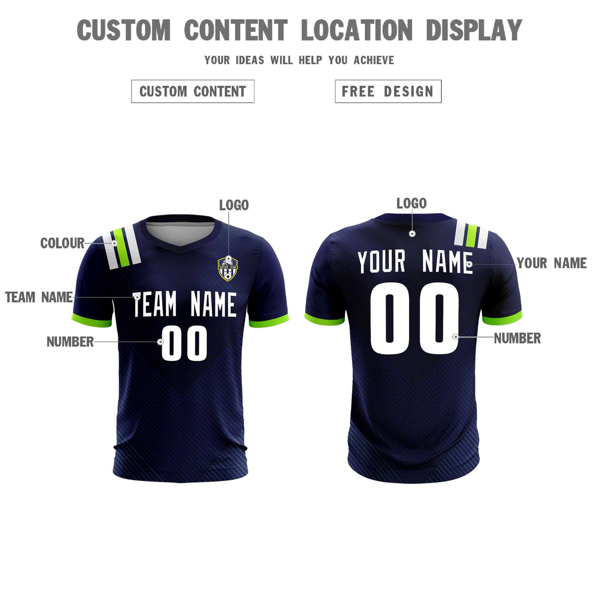 Custom Navy Striped Sportswear Soccer Tops/Sets Jersey For Adults