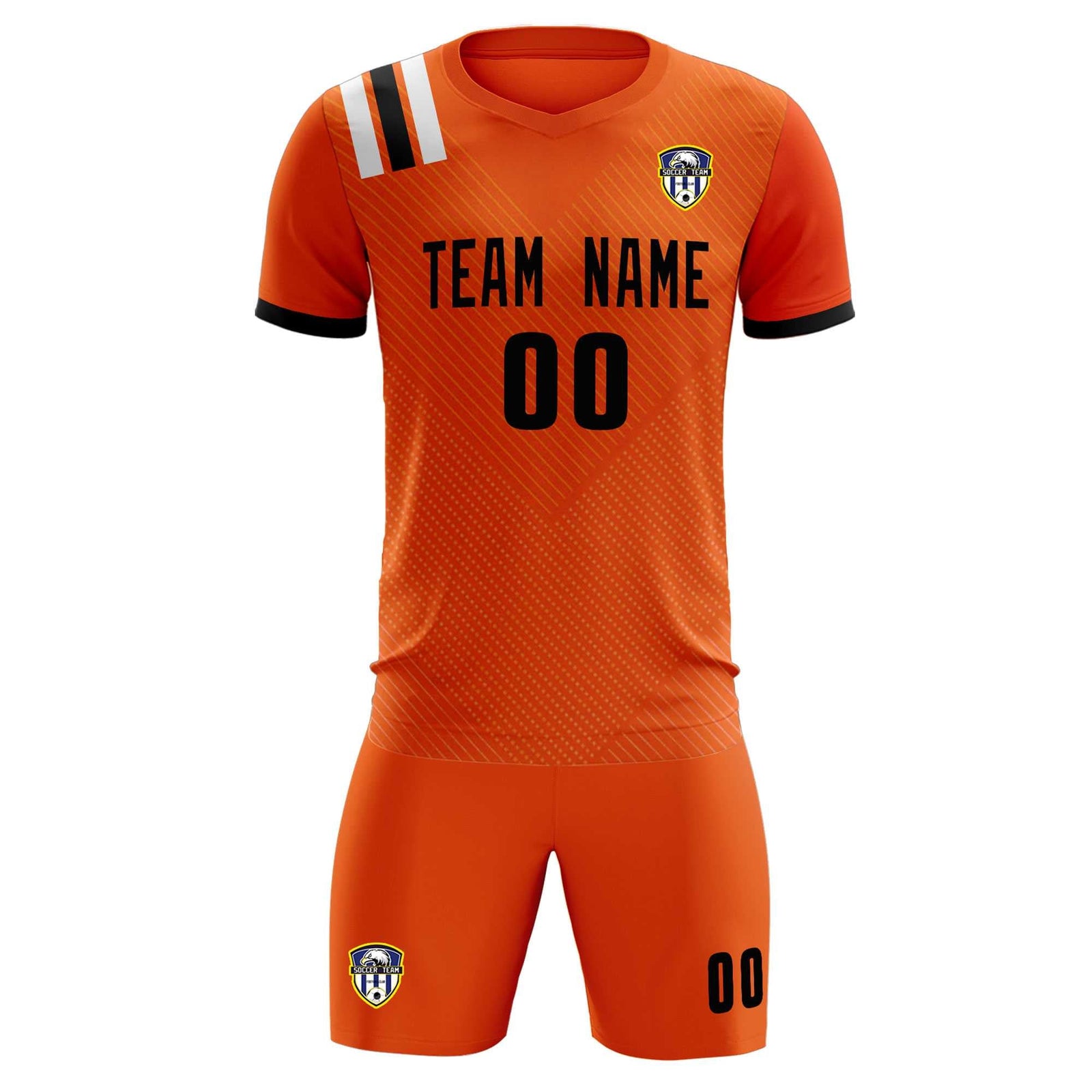Custom Orange Striped Sportswear Soccer Tops/Sets Jersey For Adults