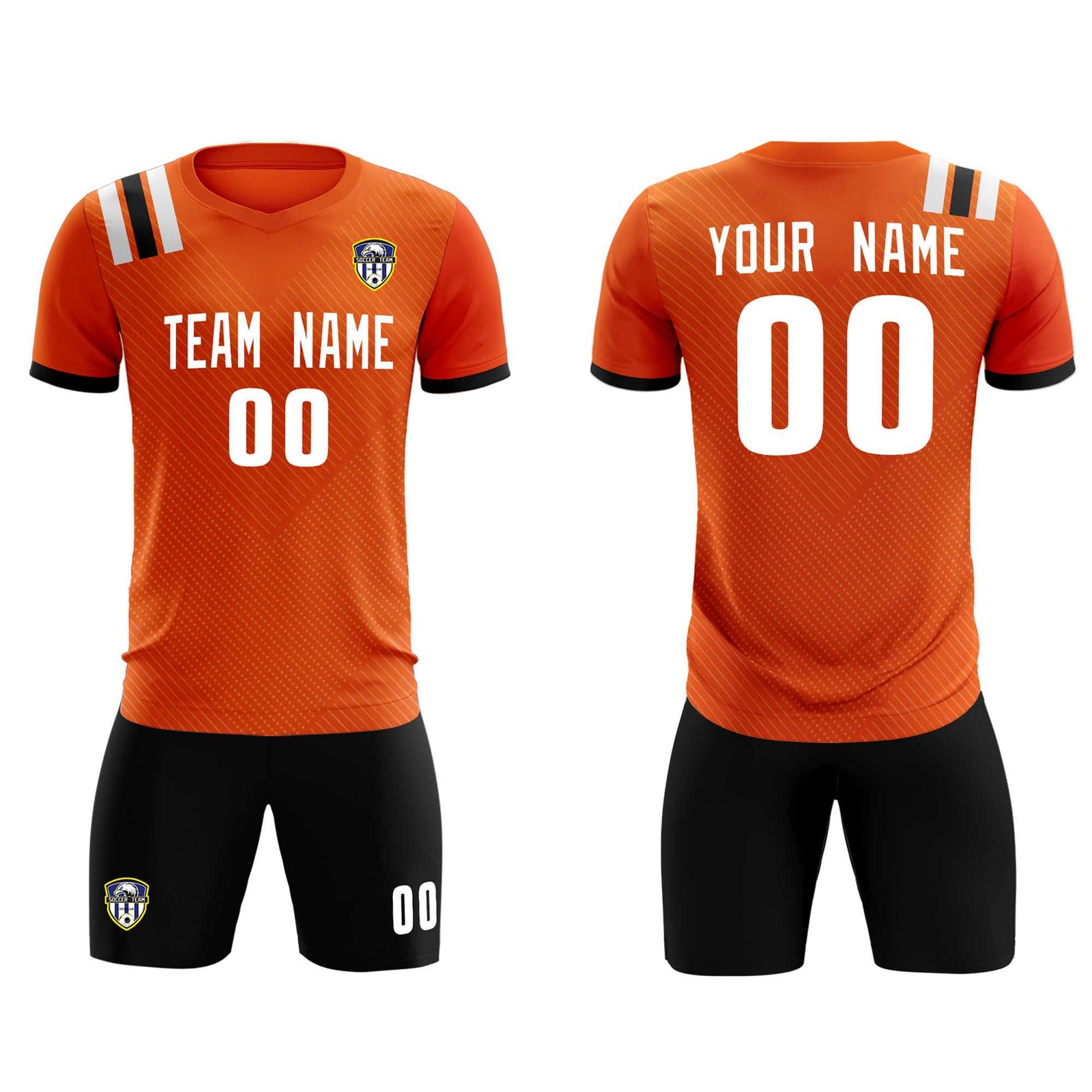 Custom Orange Striped Sportswear Soccer Tops/Sets Jersey For Adults