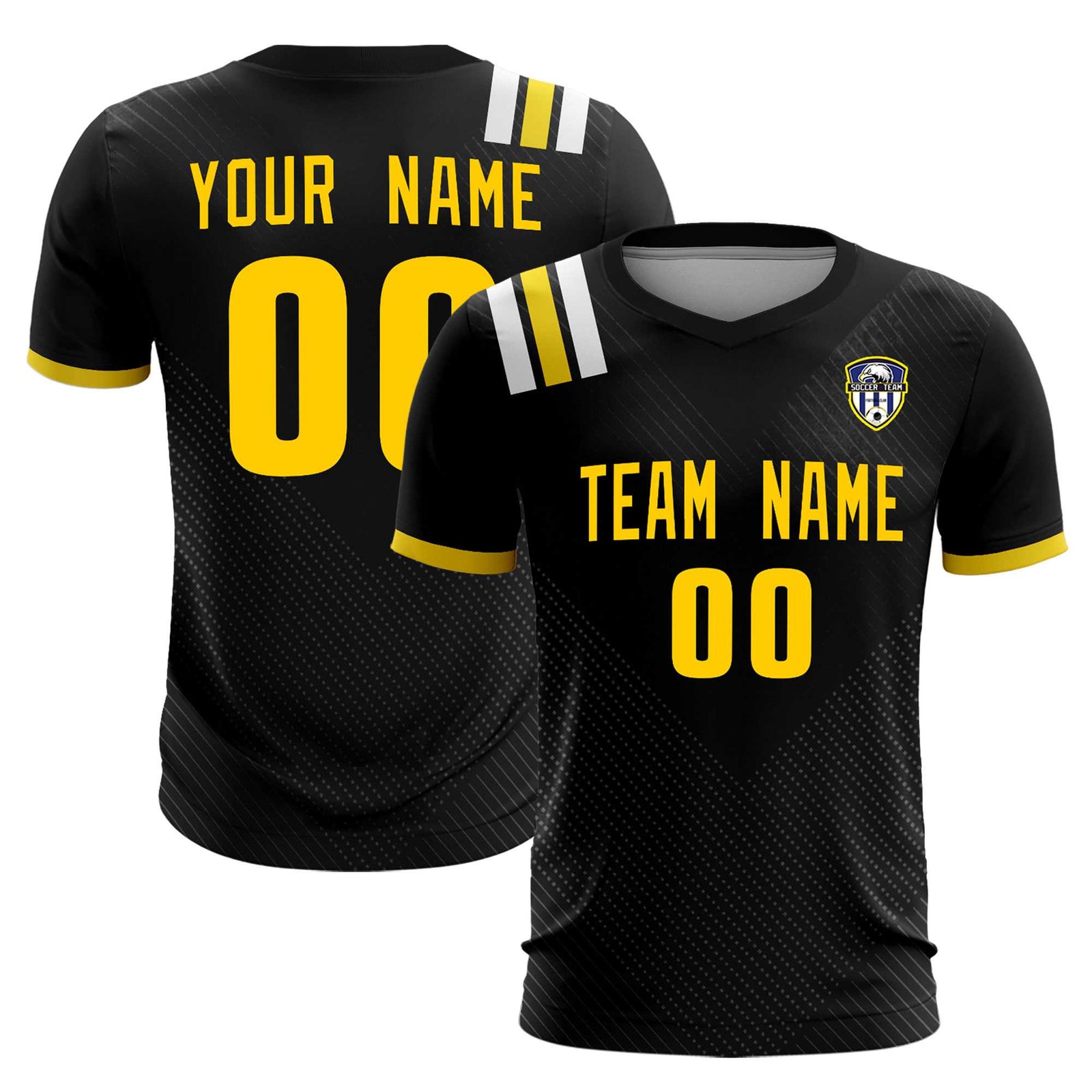 Custom Black Striped Sportswear Soccer Tops/Sets Jersey For Adults