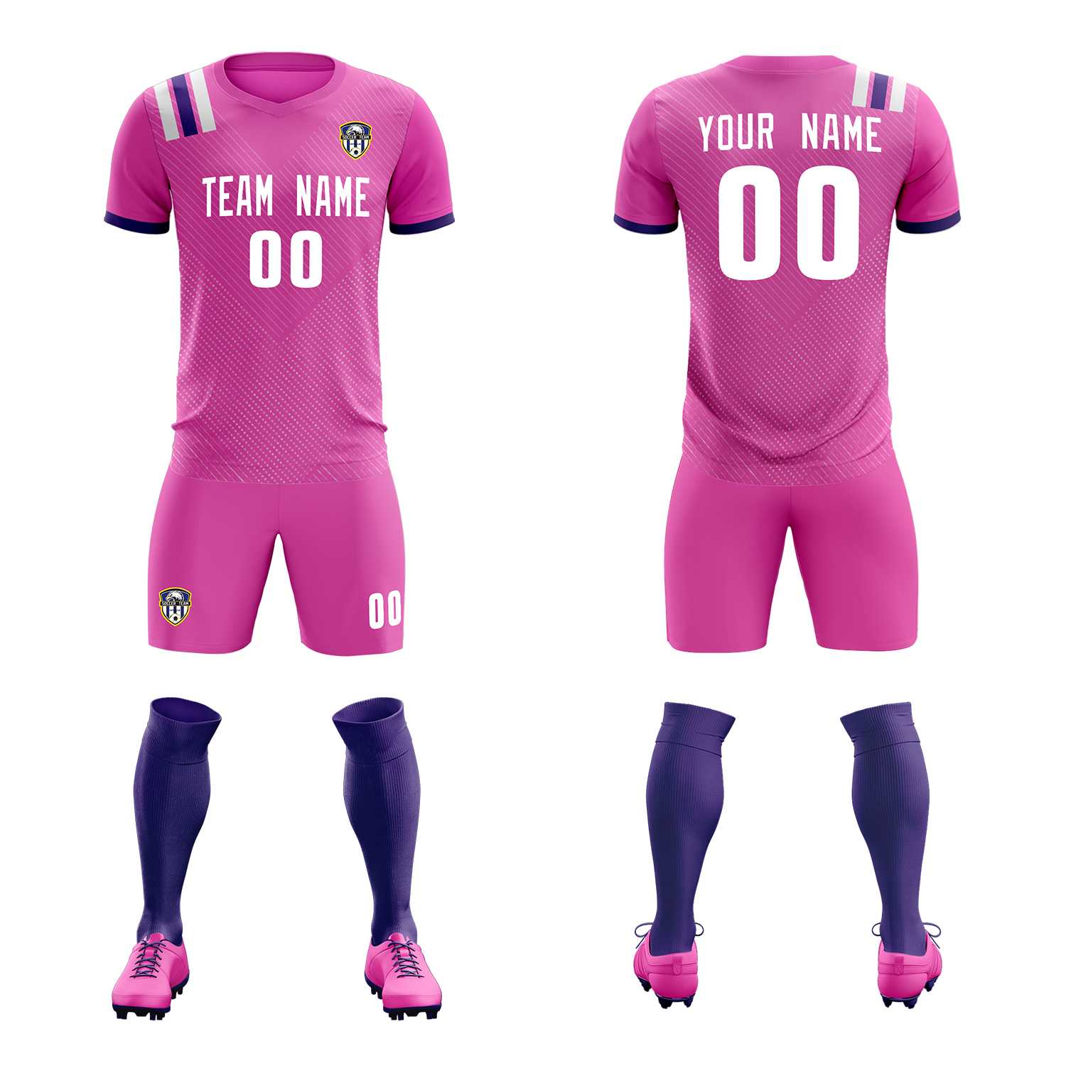 Custom Light Red Striped Sportswear Soccer Tops/Sets Jersey For Adults