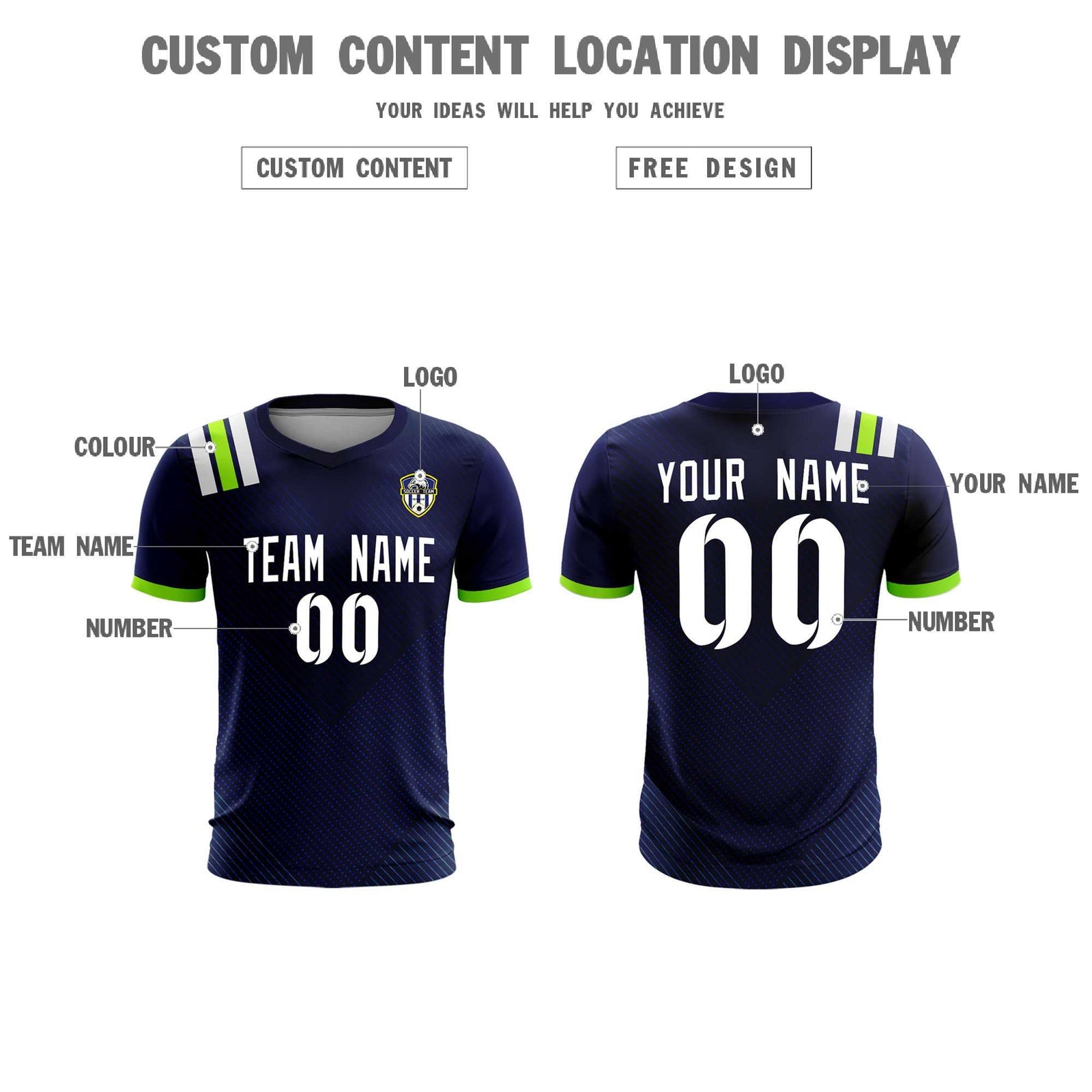 Custom Navy Striped Sportswear Soccer Tops/Sets Jersey For Adults