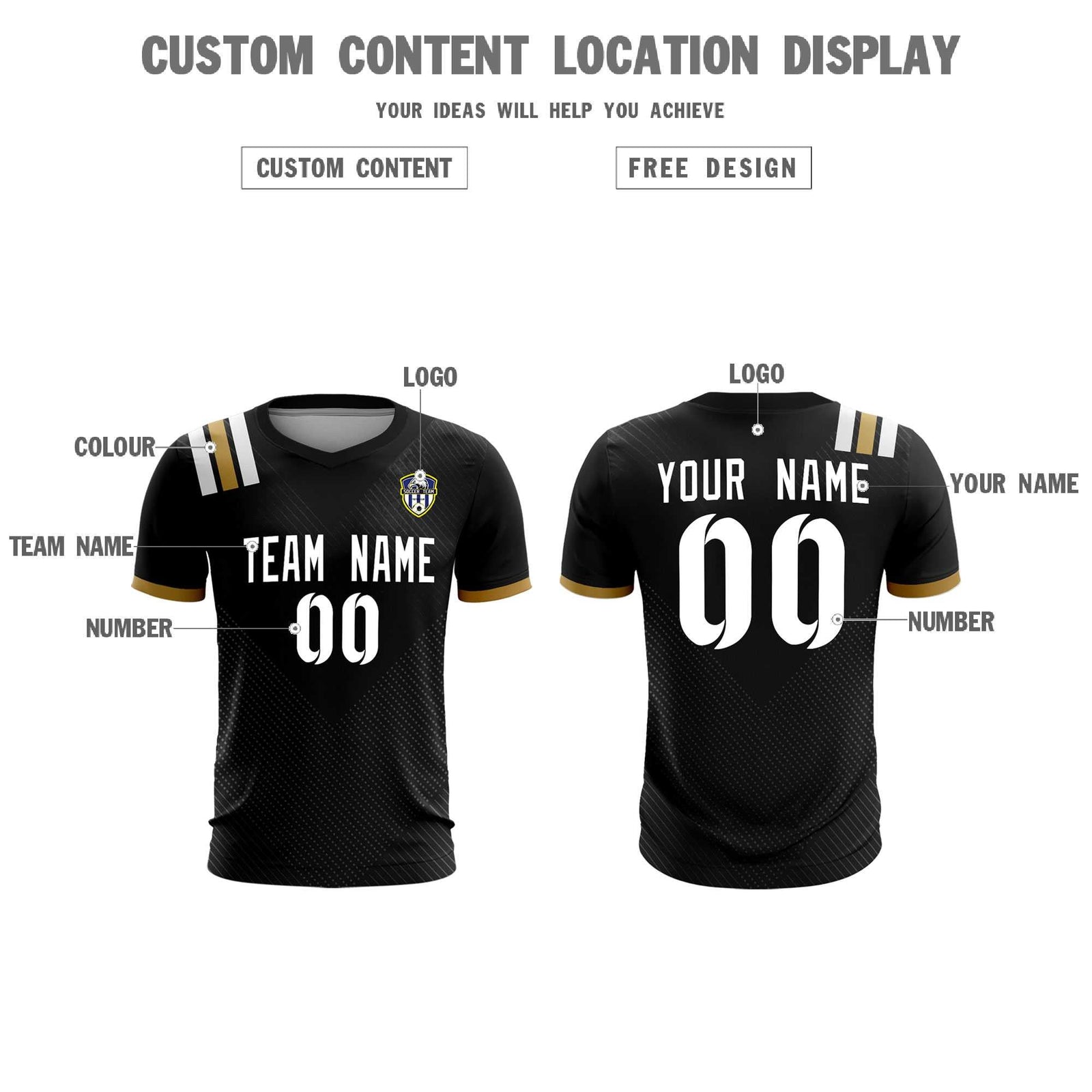 Custom Black Striped Sportswear Soccer Tops/Sets Jersey For Adults
