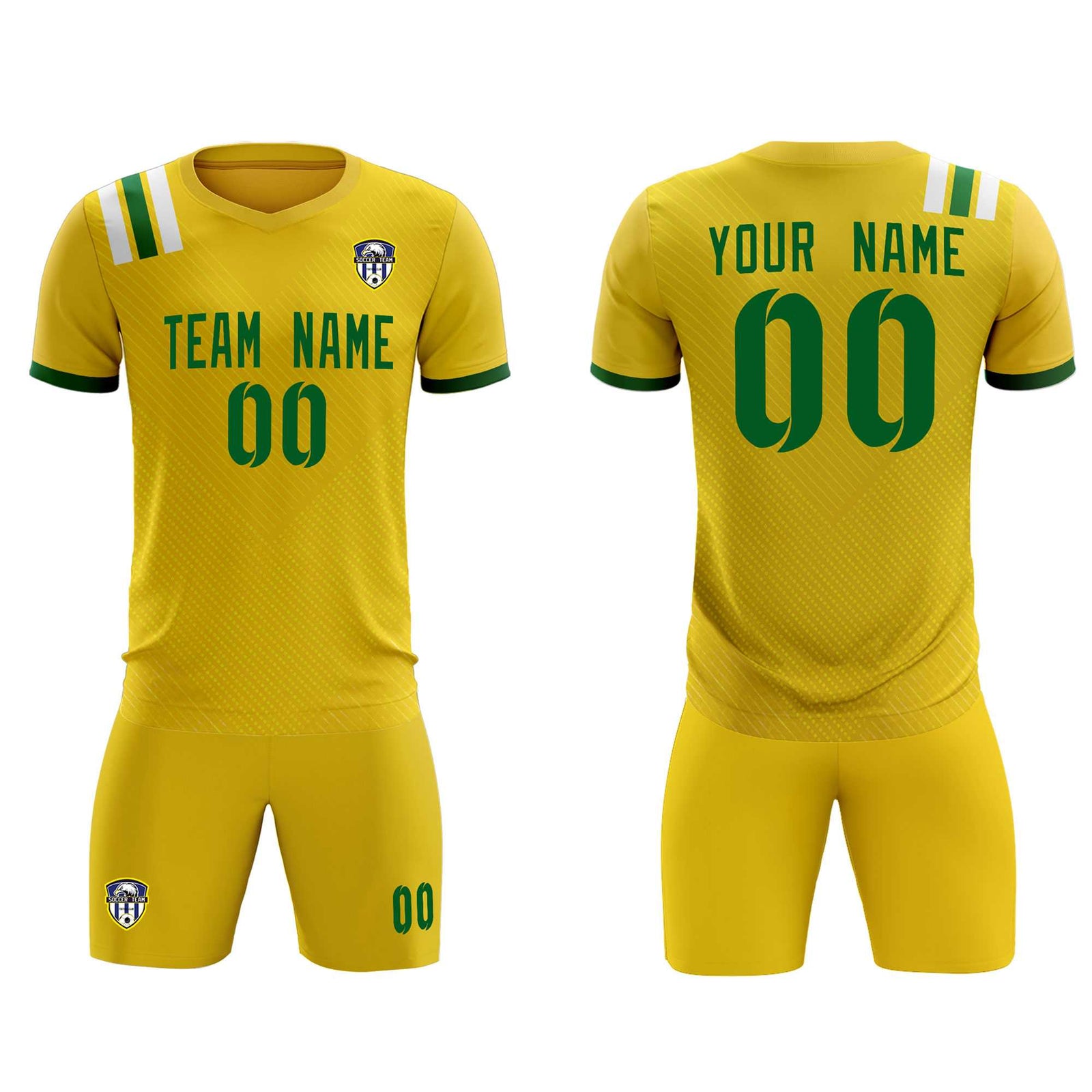 Custom Gold Striped Sportswear Soccer Tops/Sets Jersey For Adults