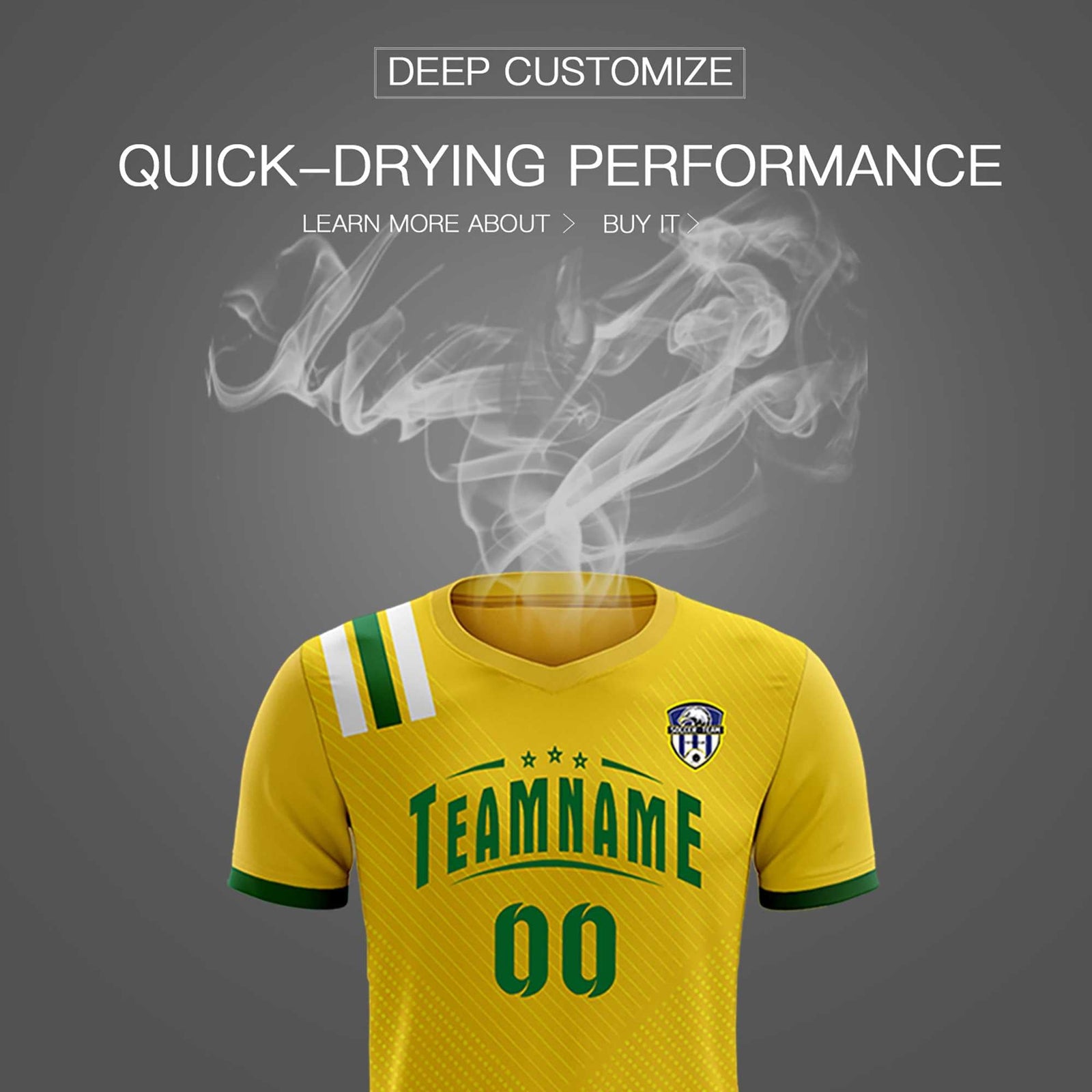 Custom Gold Striped Sportswear Soccer Tops/Sets Jersey For Adults