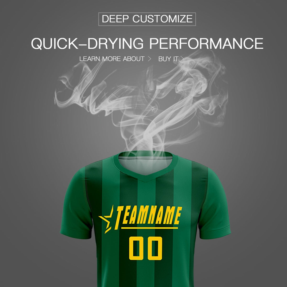 Custom Kelly Green Green Vertical Stripes Casual Outdoor Soccer Sets Jersey