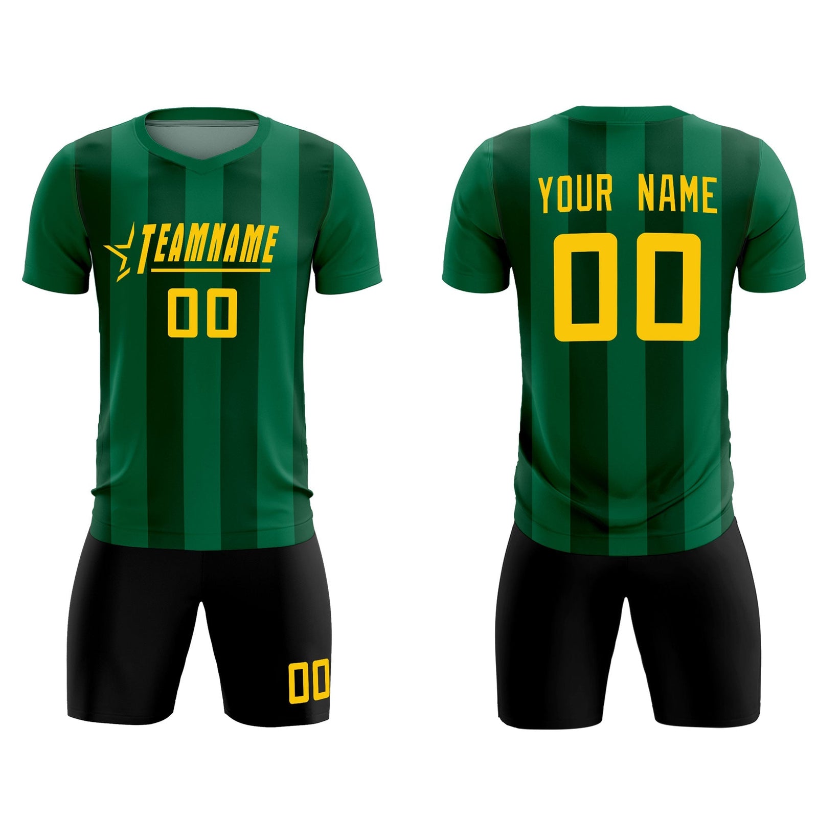 Custom Kelly Green Green Vertical Stripes Casual Outdoor Soccer Sets Jersey