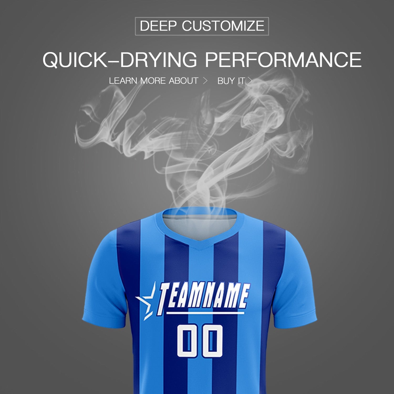 Custom Powder Blue Royal Vertical Stripes Casual Outdoor Soccer Sets Jersey