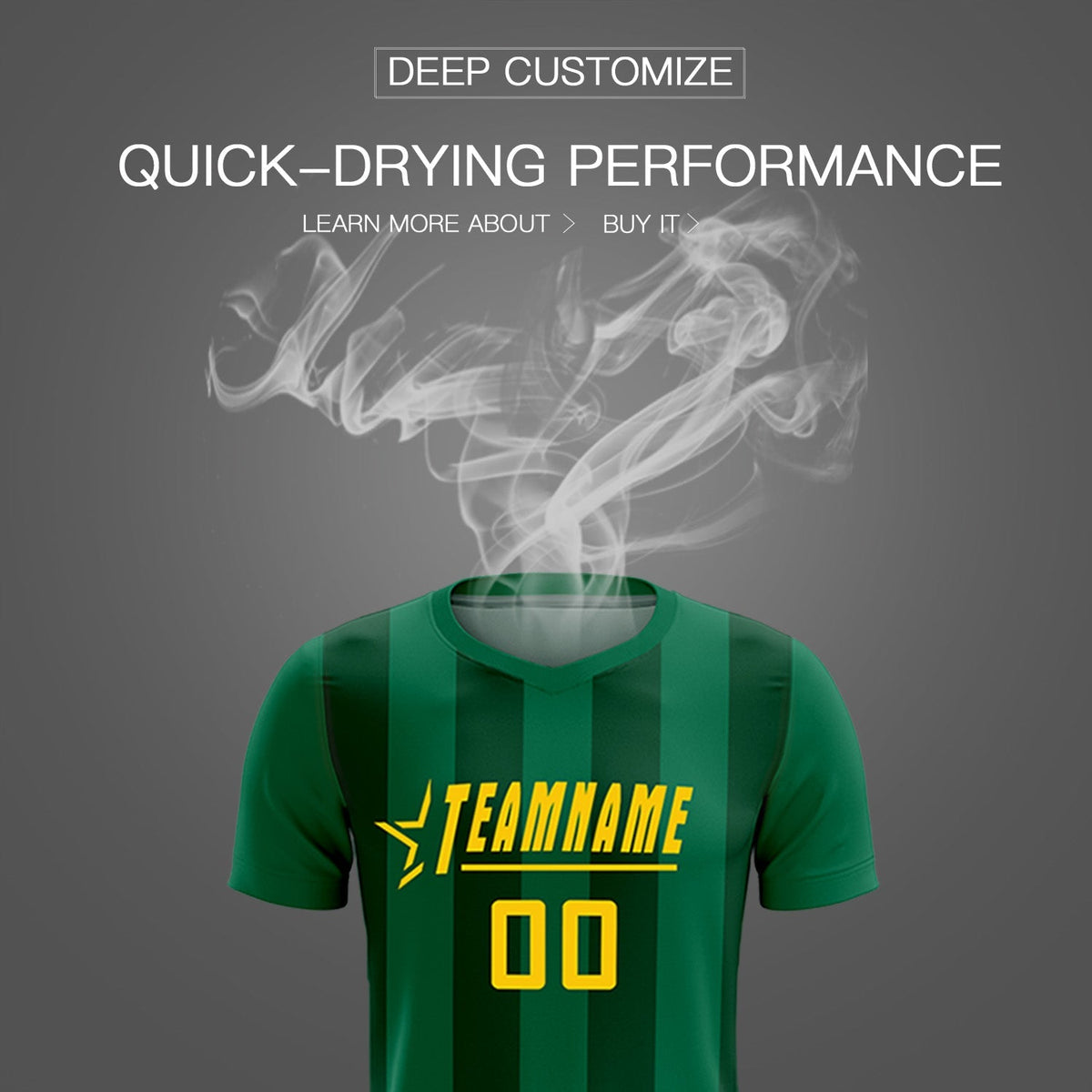 Custom Kelly Green Green Vertical Stripes Casual Outdoor Soccer Sets Jersey