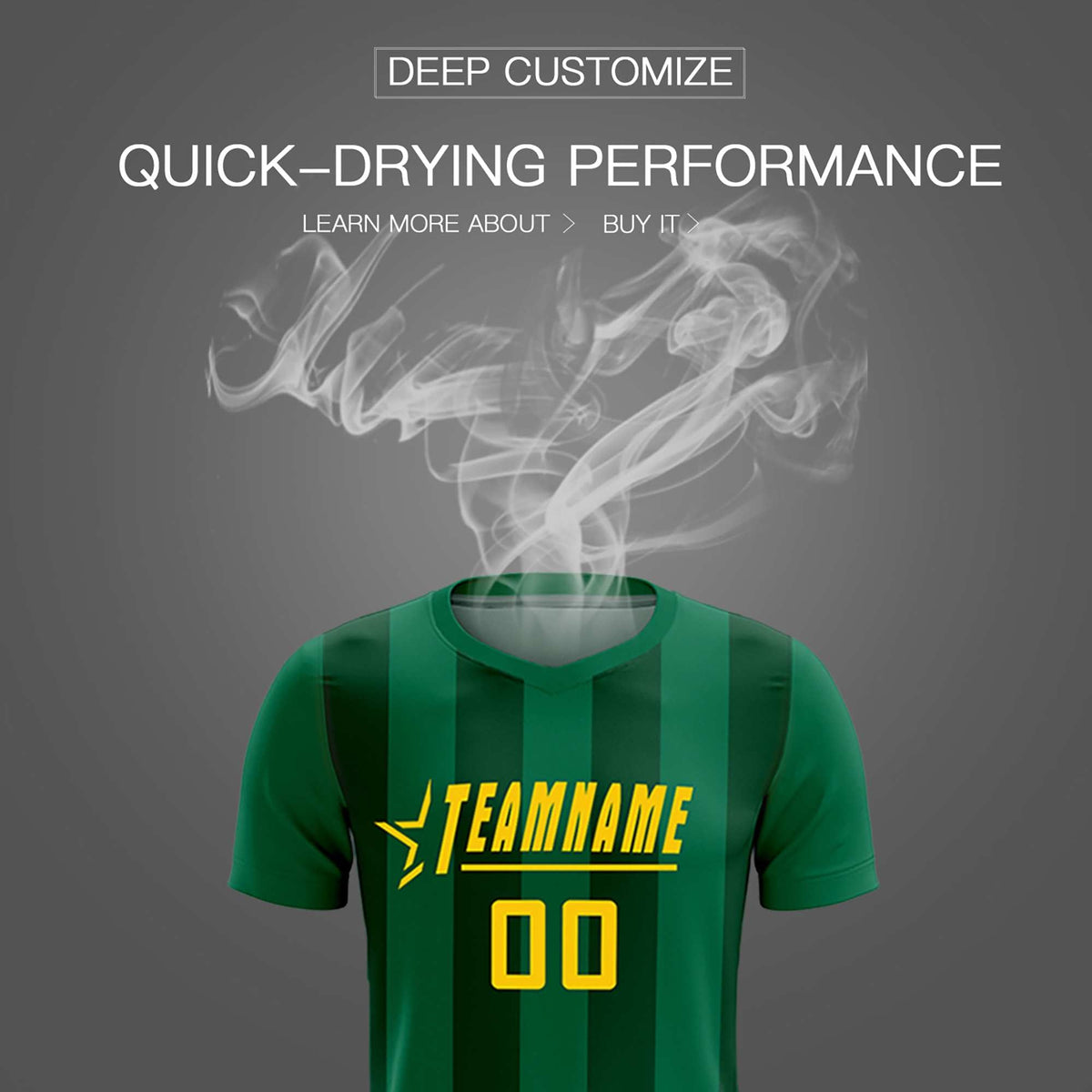 Custom Kelly Green Green Vertical Stripes Casual Outdoor Soccer Sets Jersey