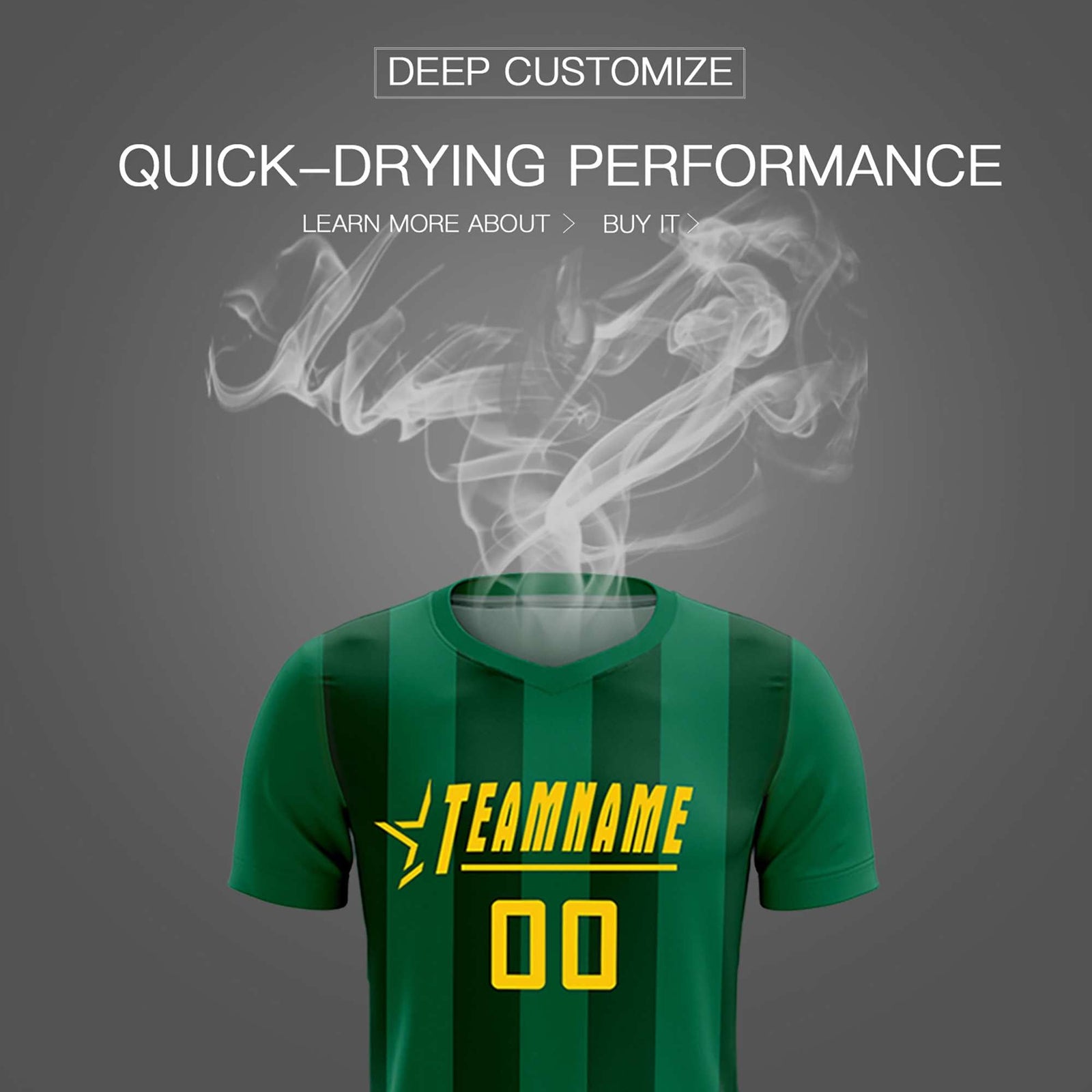 Custom Kelly Green Green Vertical Stripes Casual Outdoor Soccer Sets Jersey