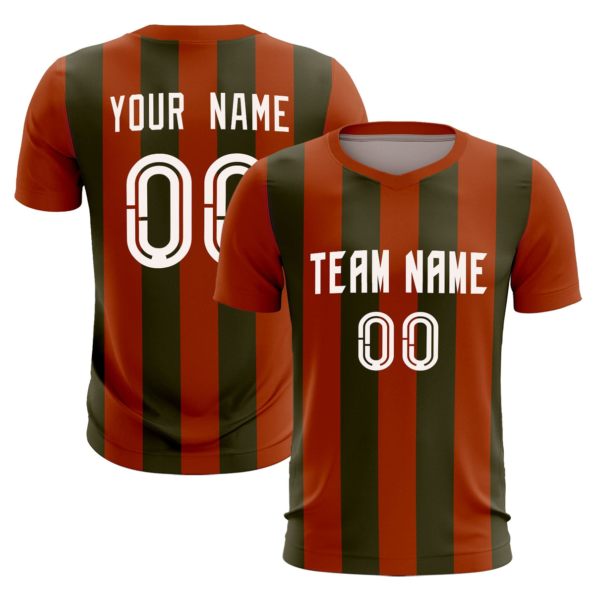Custom Texas Orange Olive Vertical Stripes Casual Outdoor Soccer Sets Jersey