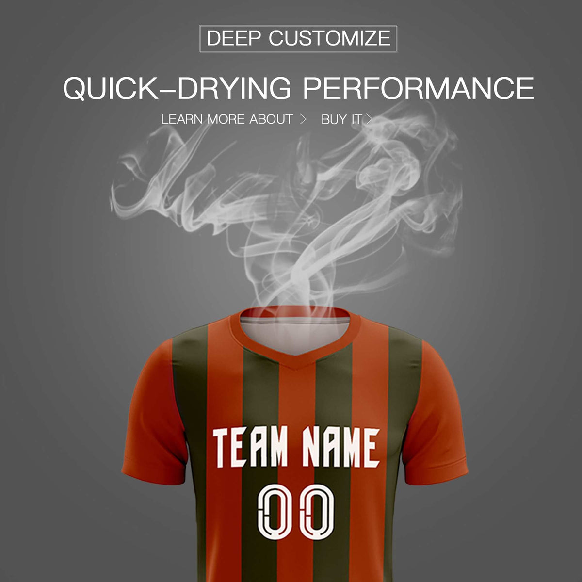 Custom Texas Orange Olive Vertical Stripes Casual Outdoor Soccer Sets Jersey
