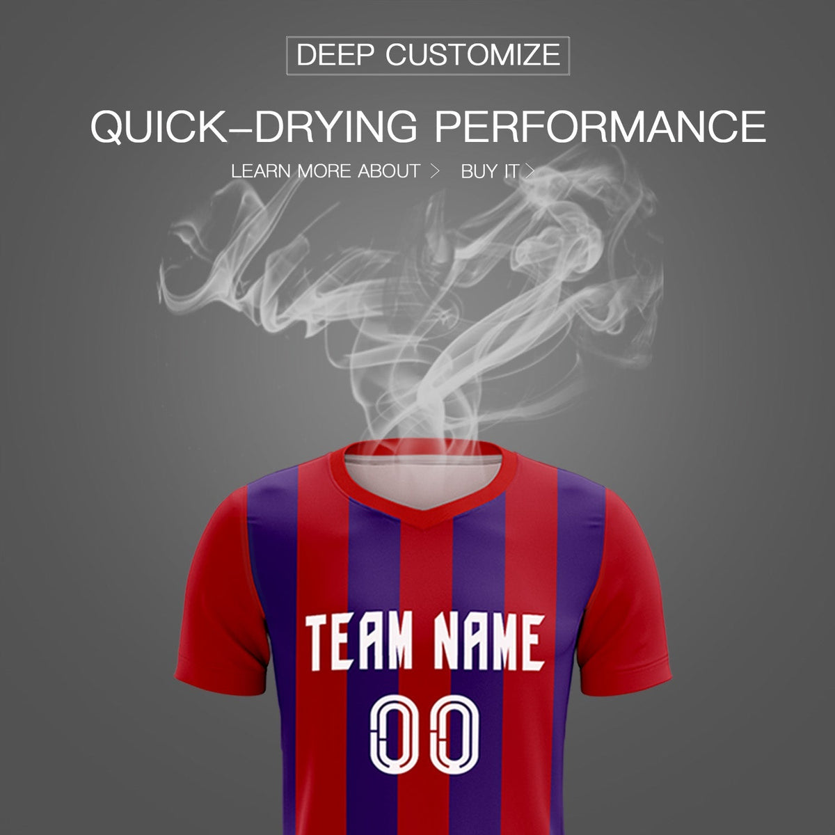 Custom Red Purple Vertical Stripes Casual Outdoor Soccer Sets Jersey