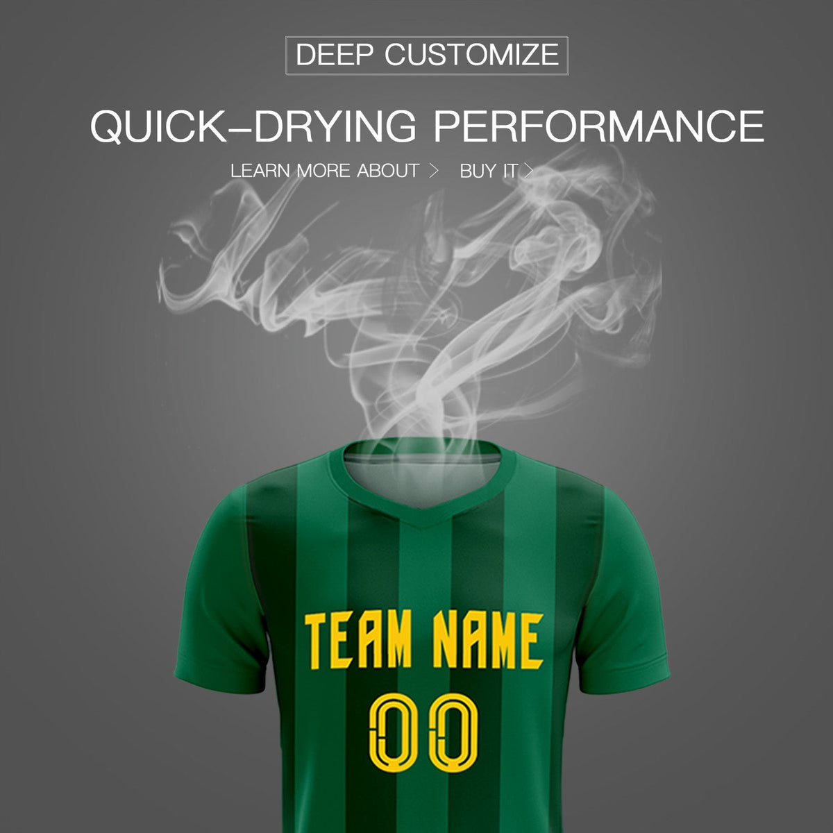Custom Kelly Green Green Vertical Stripes Casual Outdoor Soccer Sets Jersey