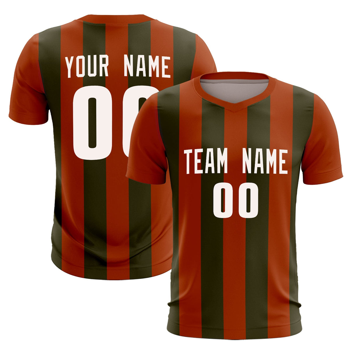 Custom Texas Orange Olive Vertical Stripes Casual Outdoor Soccer Sets Jersey