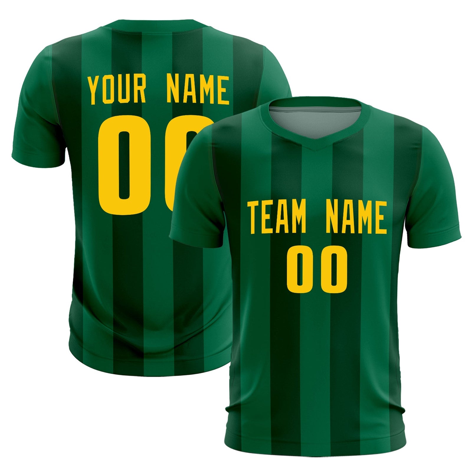 Custom Kelly Green Green Vertical Stripes Casual Outdoor Soccer Sets Jersey
