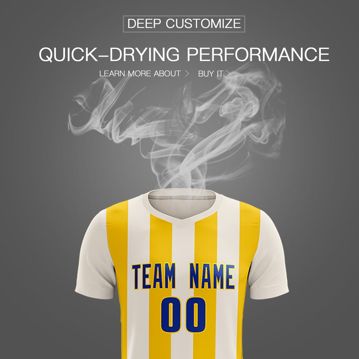 Custom Cream Gold Vertical Stripes Casual Outdoor Soccer Sets Jersey