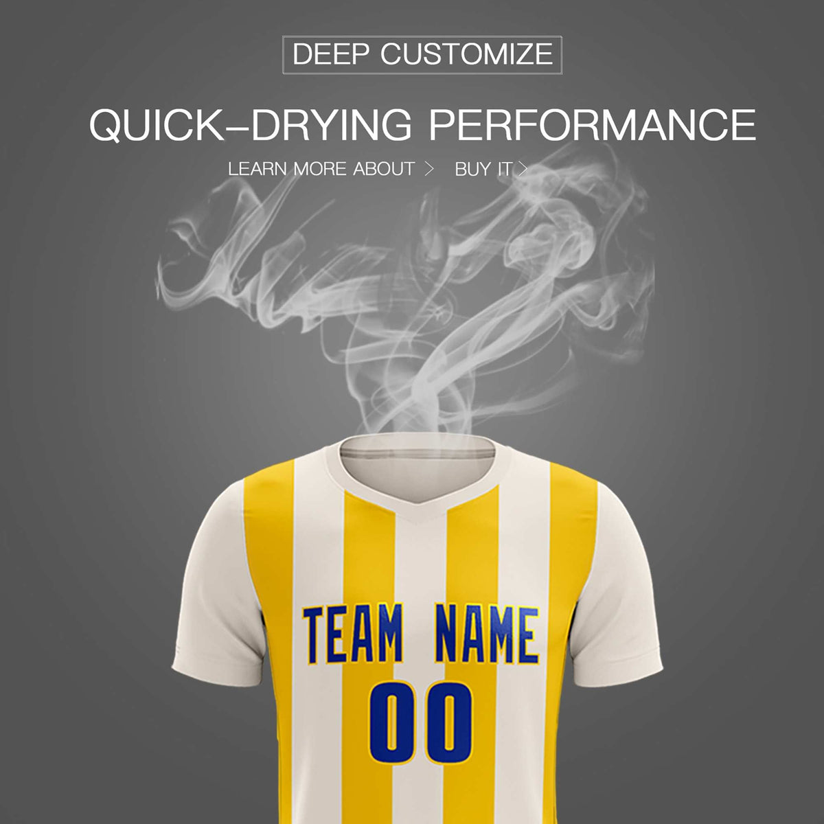 Custom Cream Gold Vertical Stripes Casual Outdoor Soccer Sets Jersey