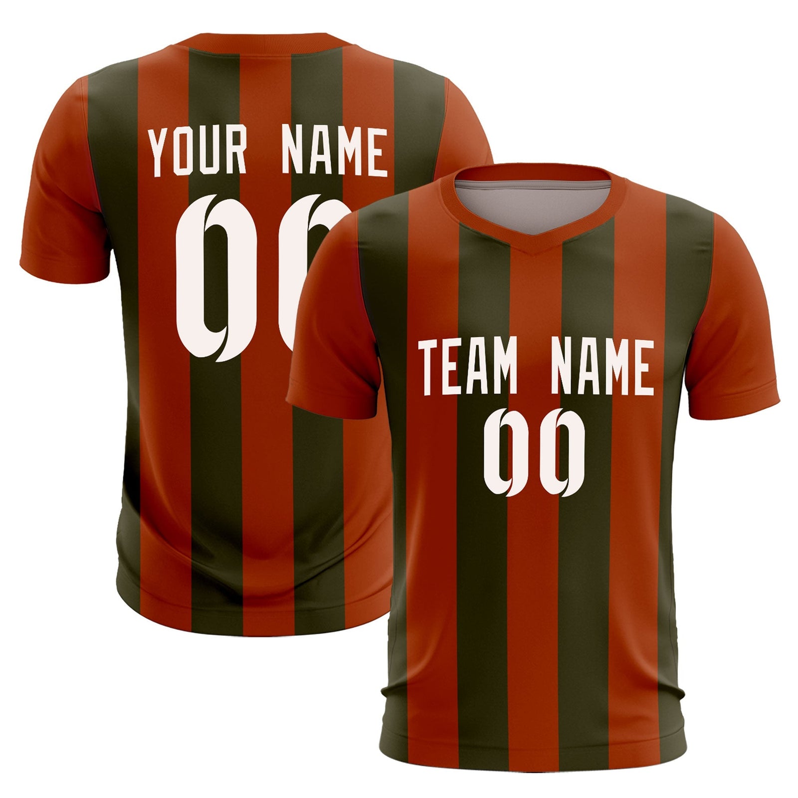 Custom Texas Orange Olive Vertical Stripes Casual Outdoor Soccer Sets Jersey