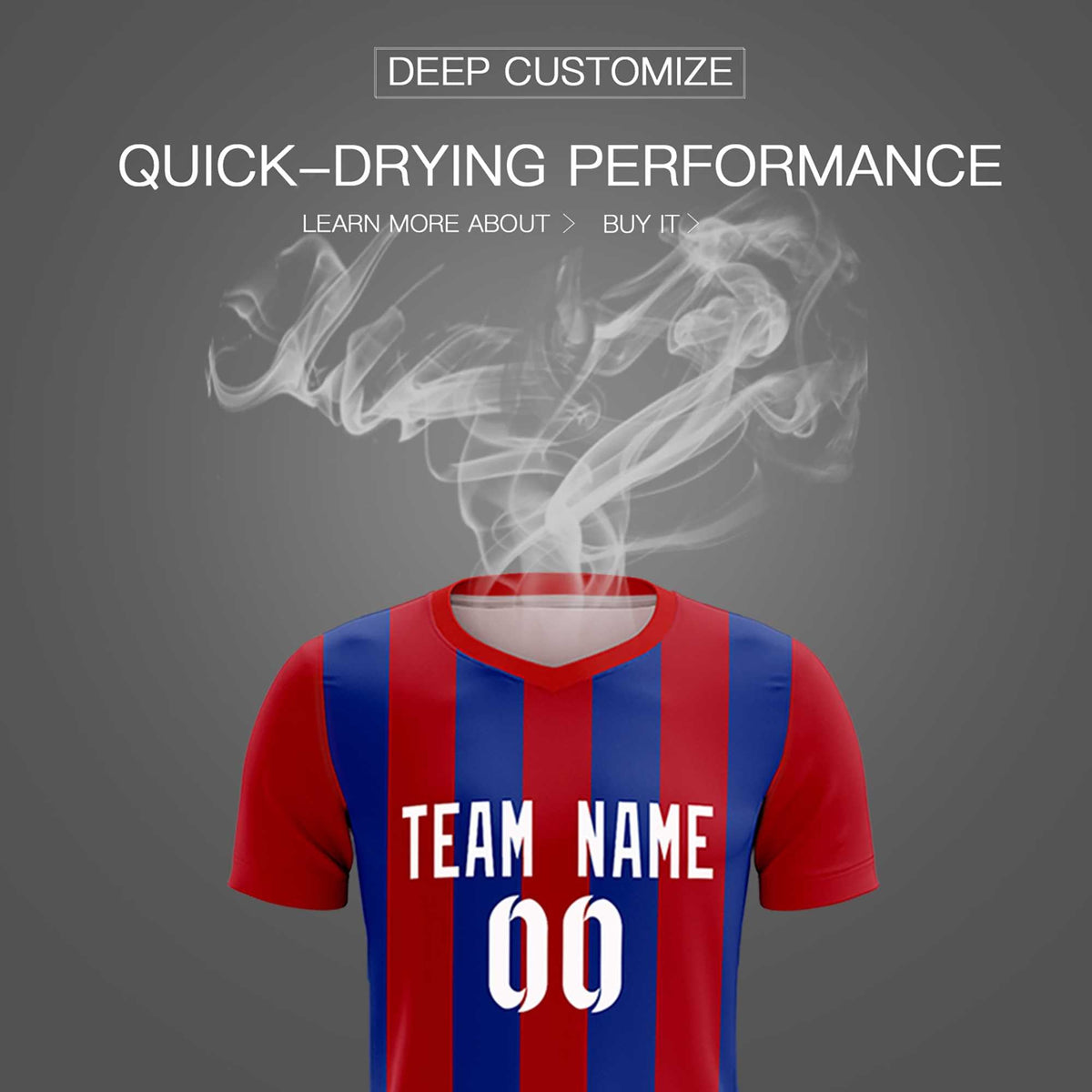 Custom Red Royal Vertical Stripes Casual Outdoor Soccer Sets Jersey