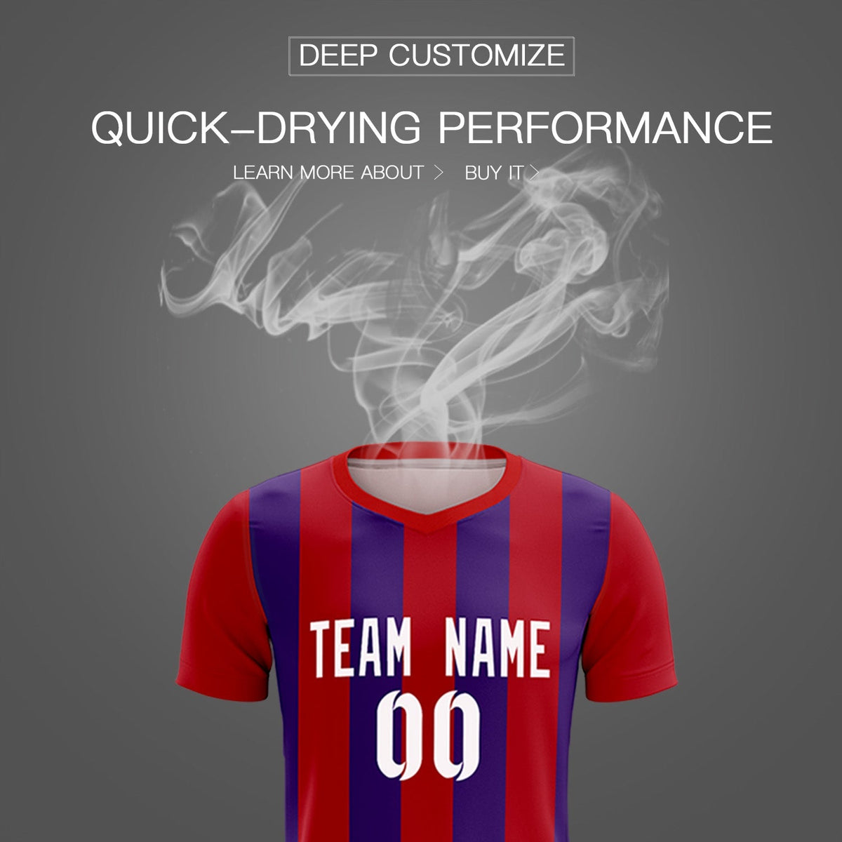 Custom Red Purple Vertical Stripes Casual Outdoor Soccer Sets Jersey