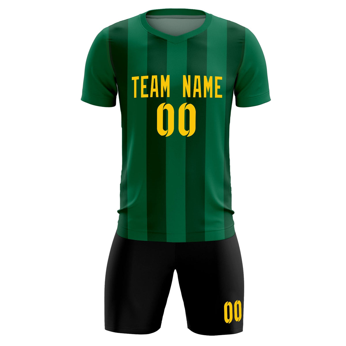 Custom Kelly Green Green Vertical Stripes Casual Outdoor Soccer Sets Jersey