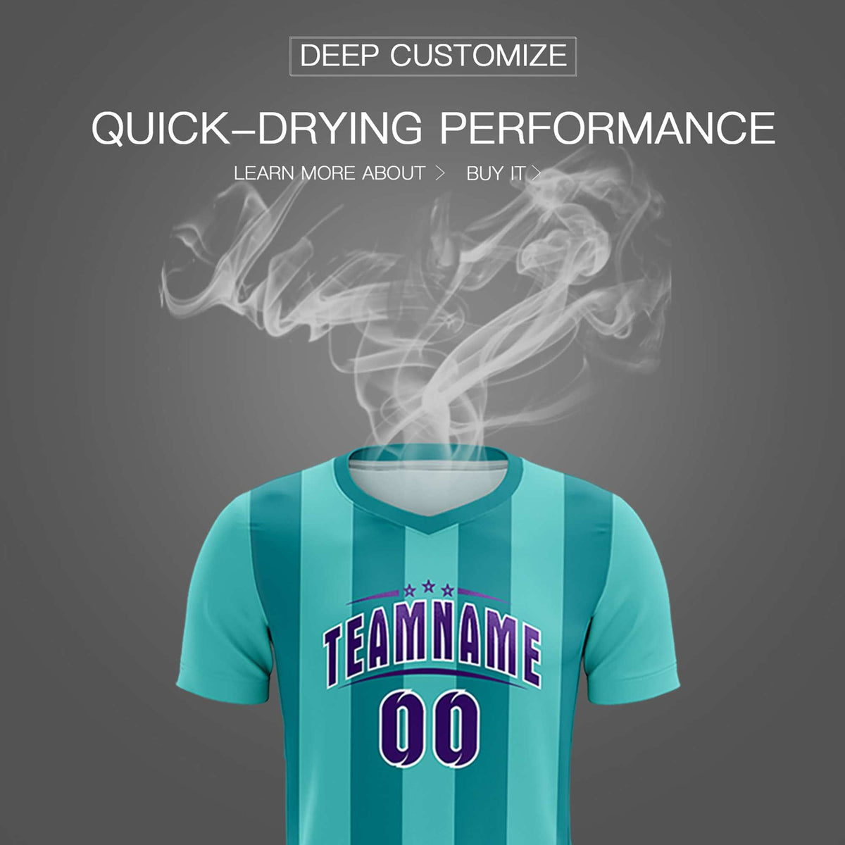 Custom Bright Green Aqua Vertical Stripes Casual Outdoor Soccer Sets Jersey