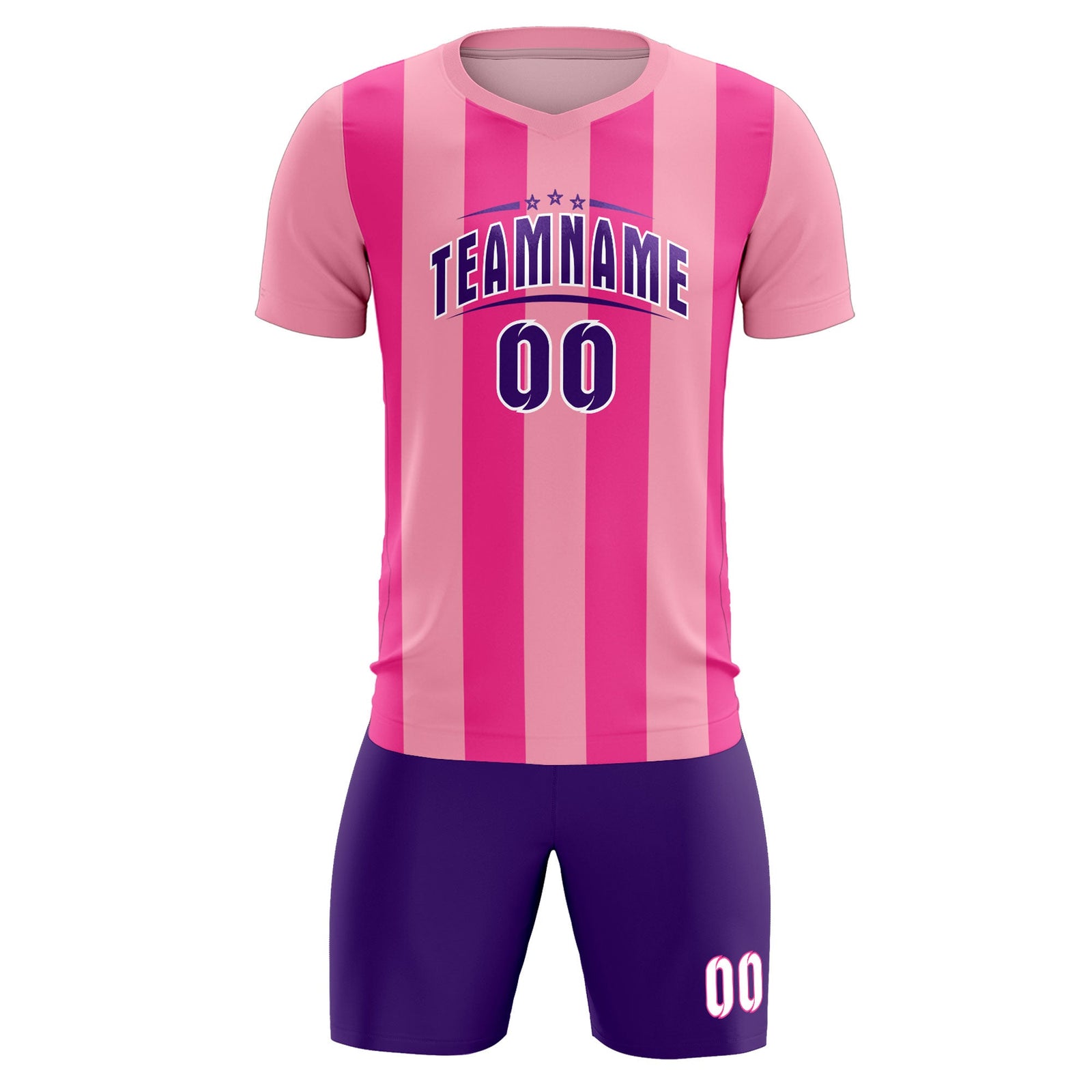 Custom Light Pink Pink Vertical Stripes Casual Outdoor Soccer Sets Jersey