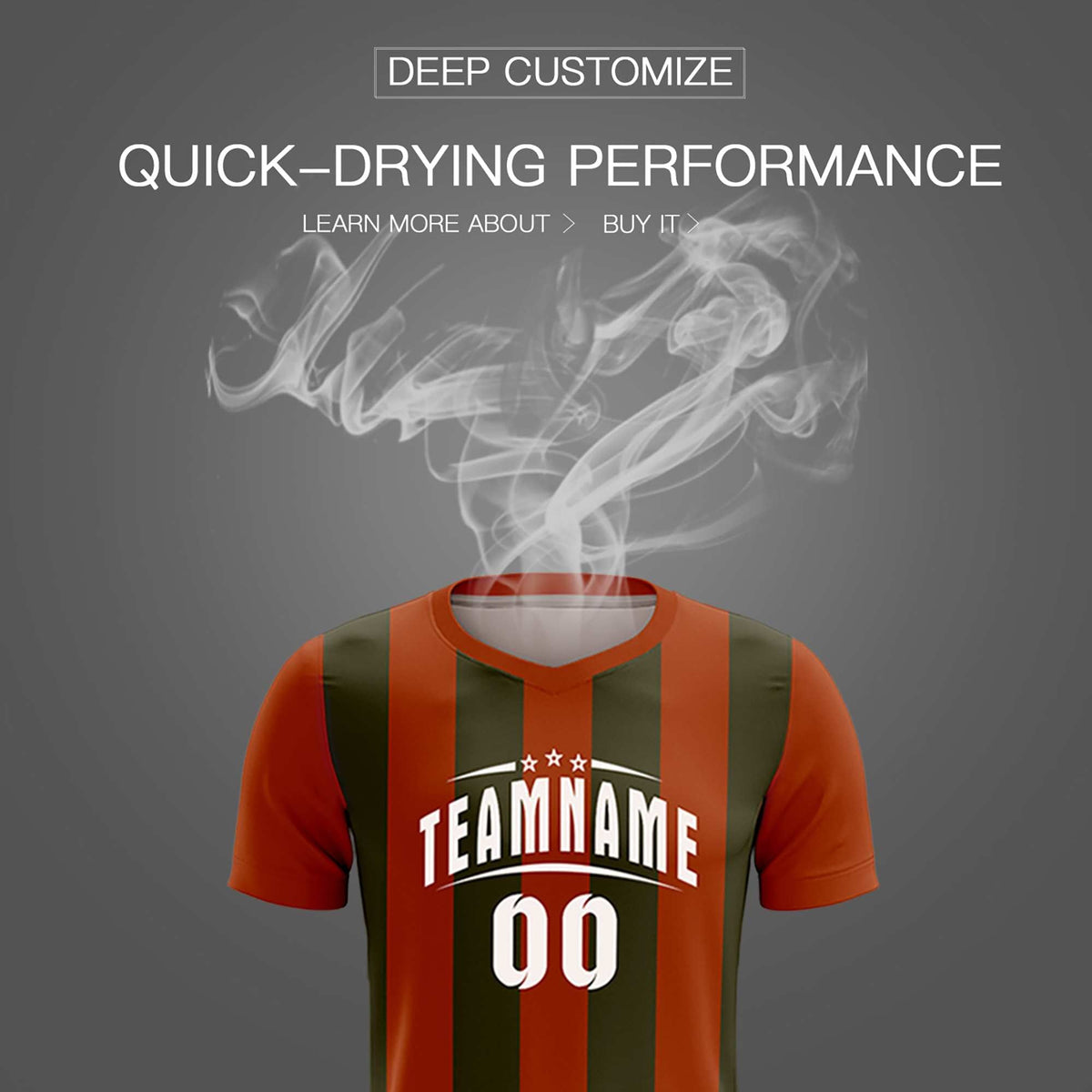 Custom Texas Orange Olive Vertical Stripes Casual Outdoor Soccer Sets Jersey