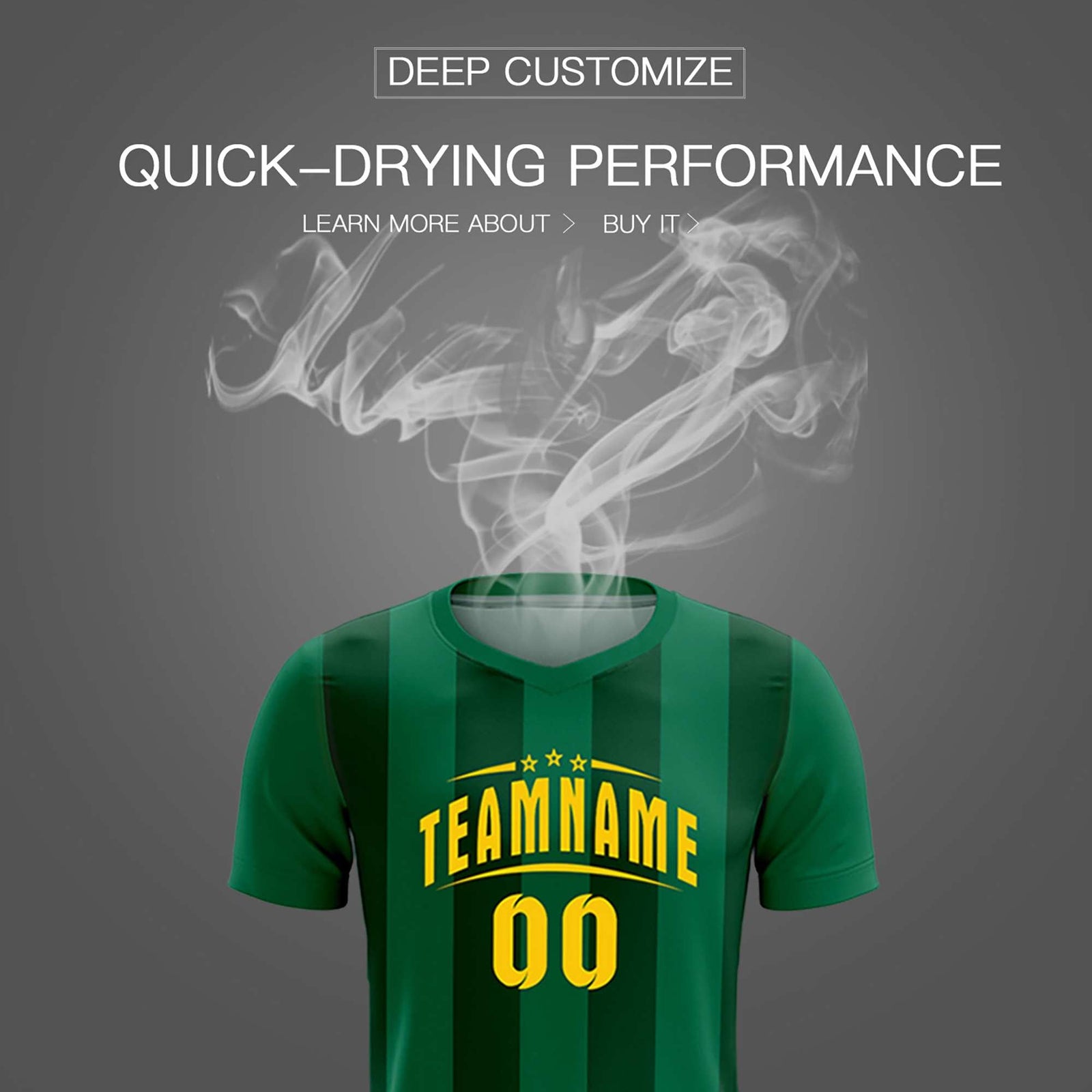 Custom Kelly Green Green Vertical Stripes Casual Outdoor Soccer Sets Jersey