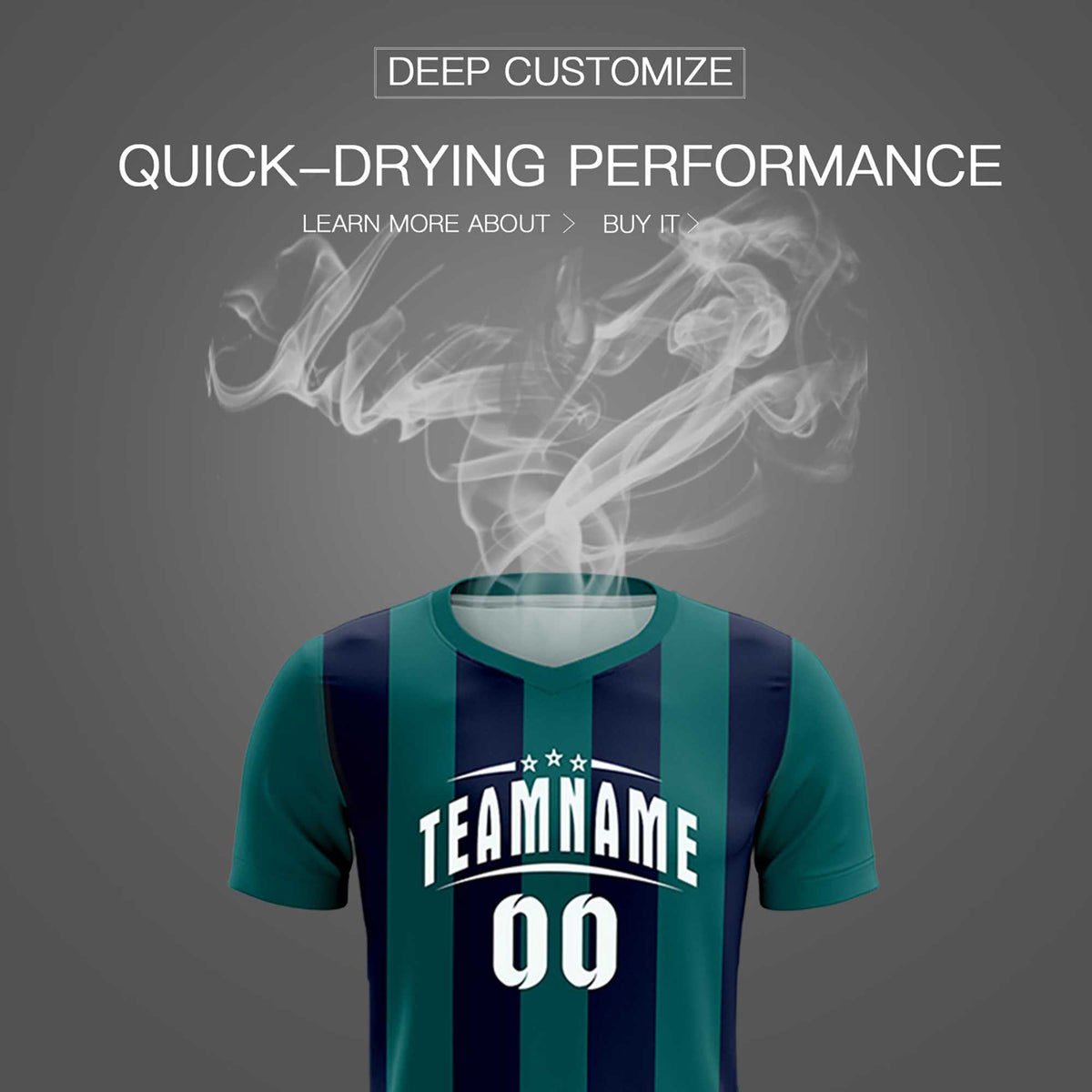 Custom Aqua Navy Vertical Stripes Casual Outdoor Soccer Sets Jersey