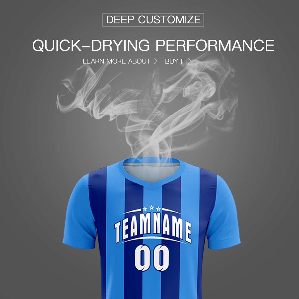 Custom Powder Blue Royal Vertical Stripes Casual Outdoor Soccer Sets Jersey
