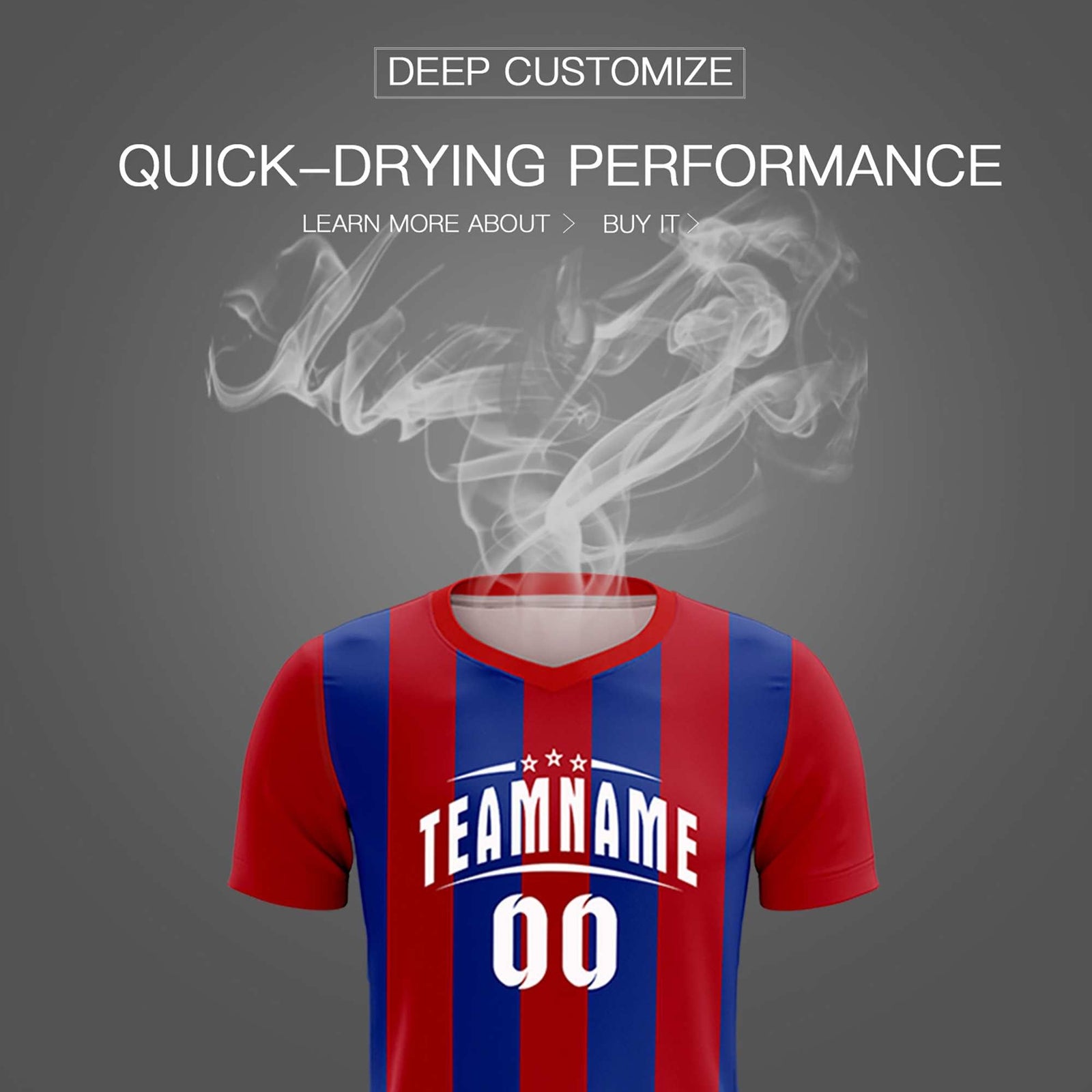 Custom Red Royal Vertical Stripes Casual Outdoor Soccer Sets Jersey