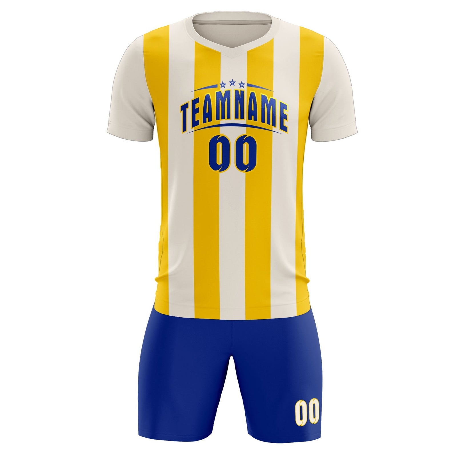 Custom Cream Gold Vertical Stripes Casual Outdoor Soccer Sets Jersey