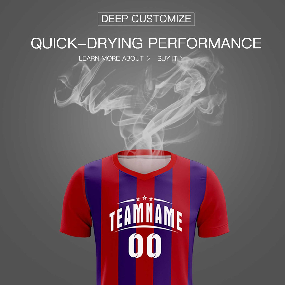 Custom Red Purple Vertical Stripes Casual Outdoor Soccer Sets Jersey