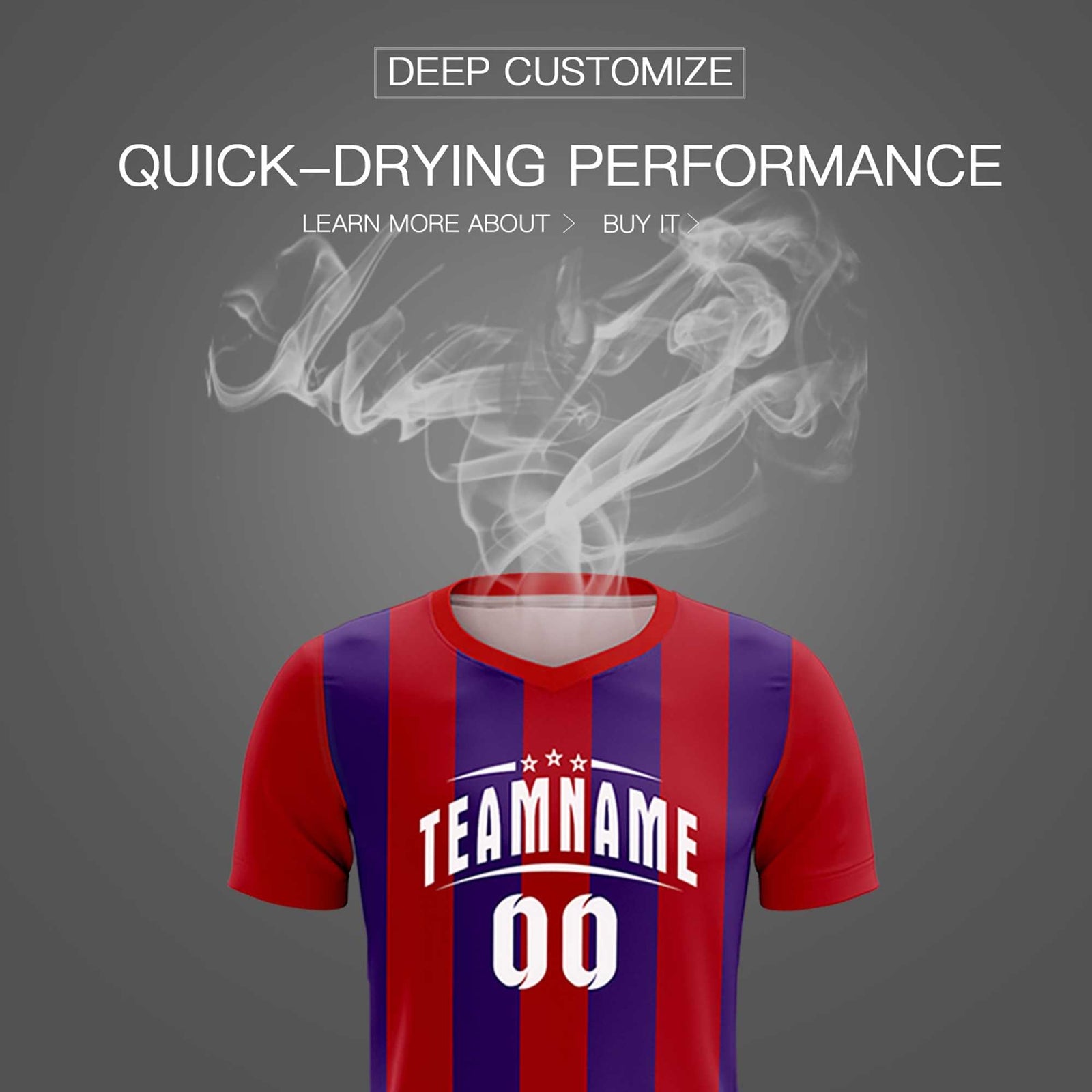 Custom Red Purple Vertical Stripes Casual Outdoor Soccer Sets Jersey