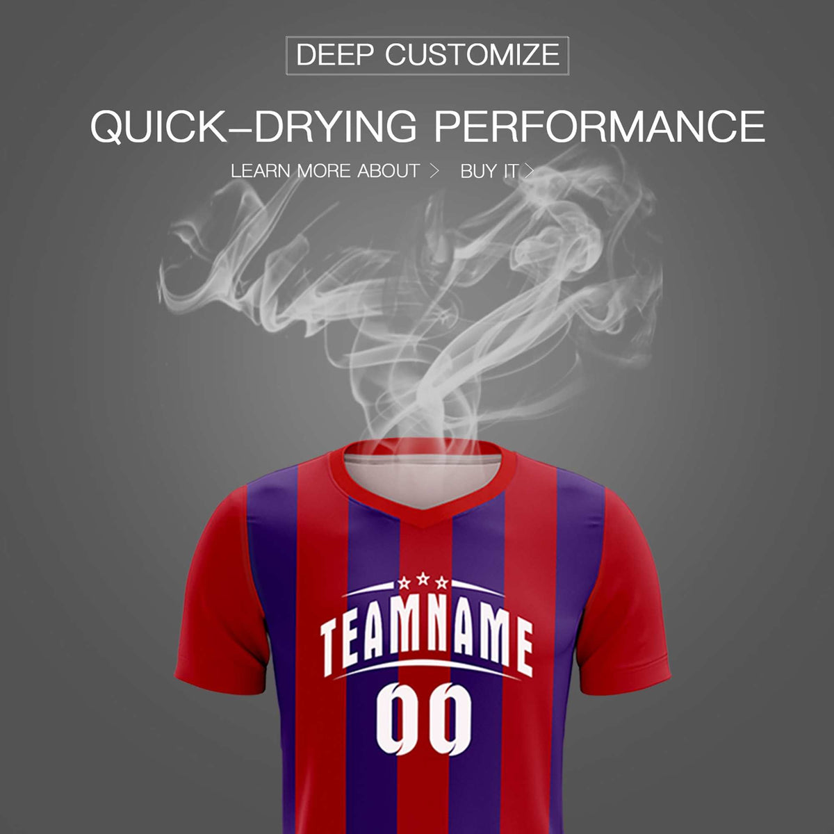 Custom Red Purple Vertical Stripes Casual Outdoor Soccer Sets Jersey