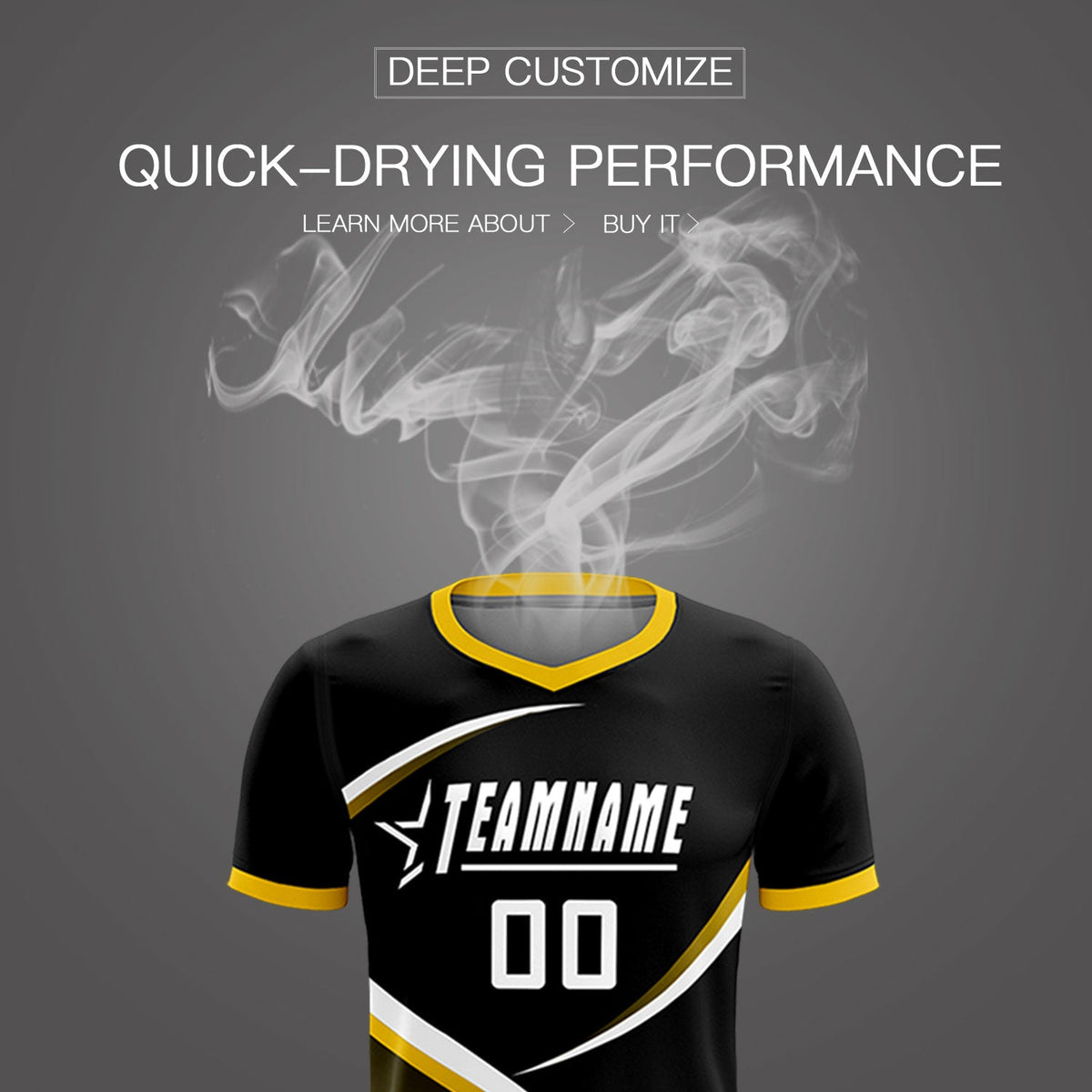 Custom Black Gold Color Block Training Uniform For Men Soccer Sets Jersey