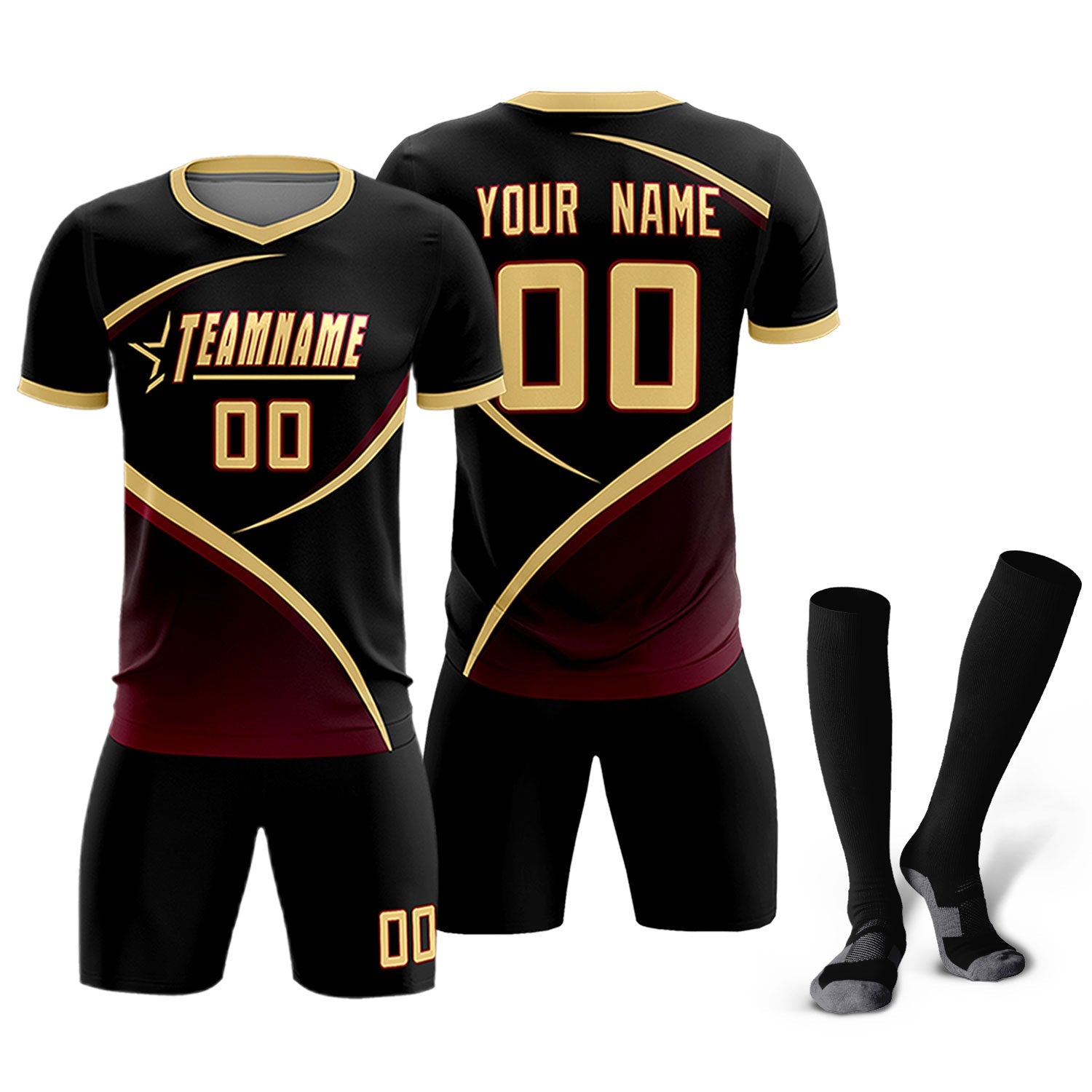 Custom Black Khaki Color Block Training Uniform For Men Soccer Sets Jersey
