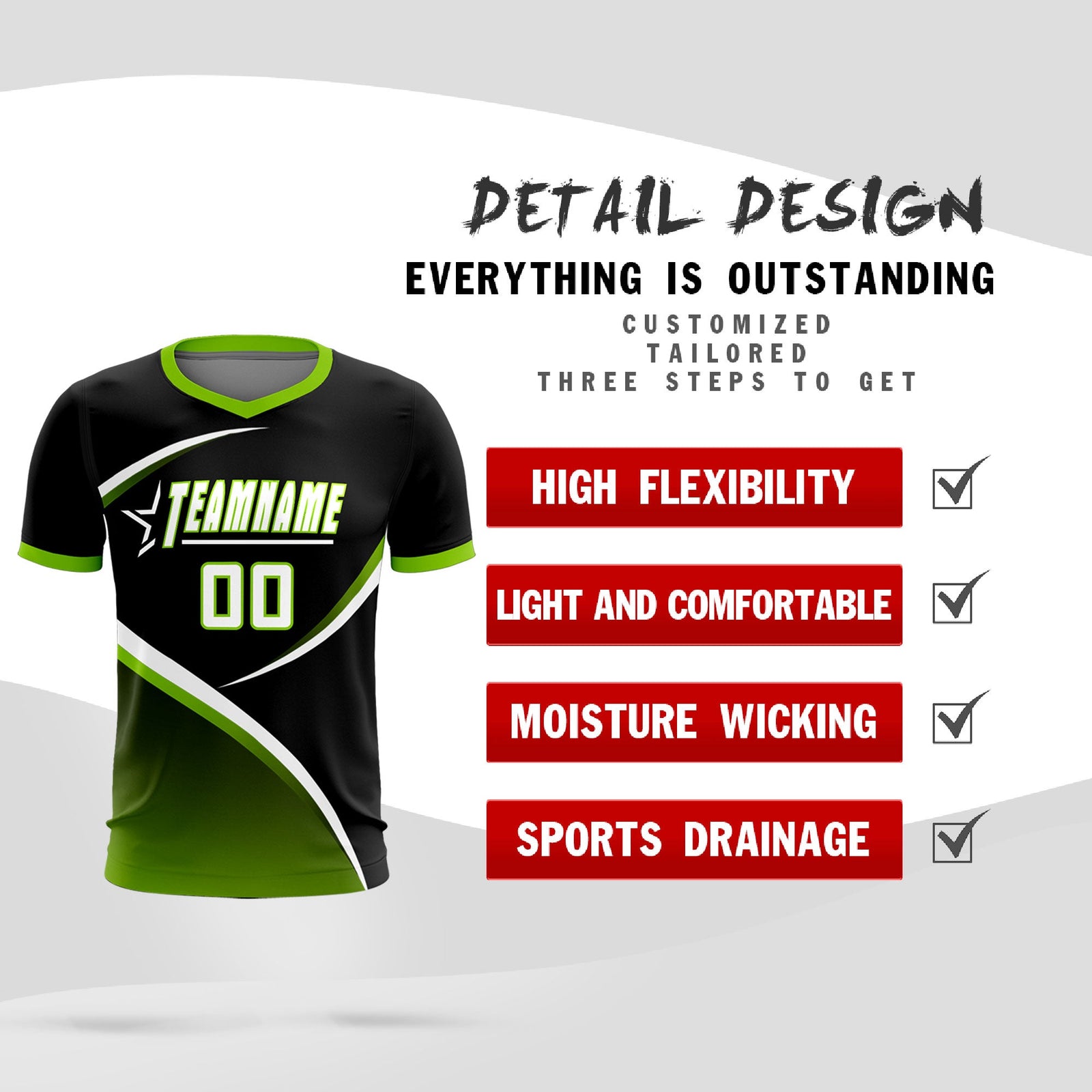 Custom Black Neon Green Color Block Training Uniform For Men Soccer Sets Jersey