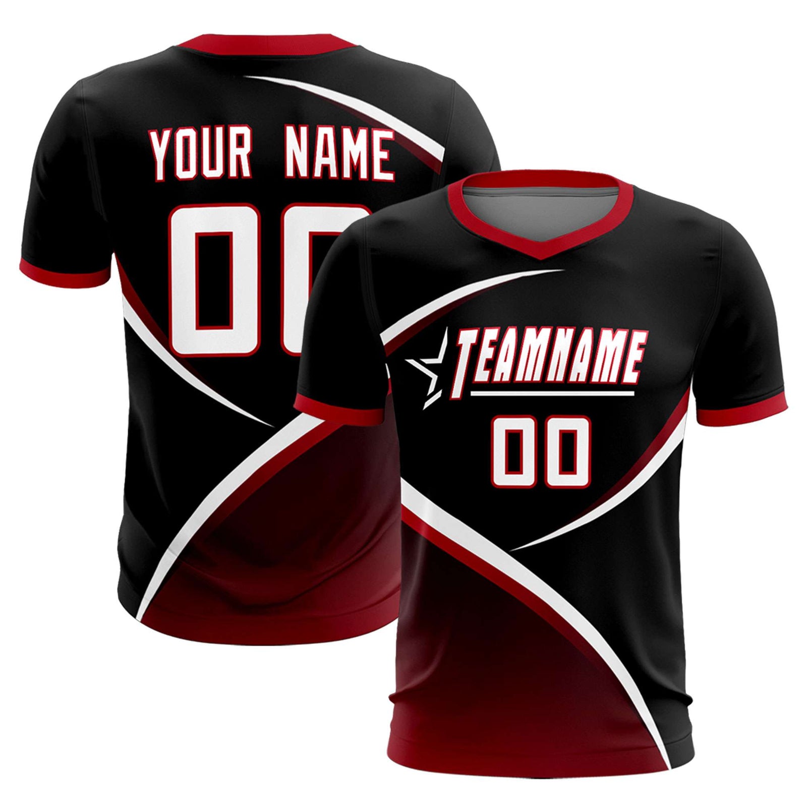 Custom Black Red Color Block Training Uniform For Men Soccer Sets Jersey